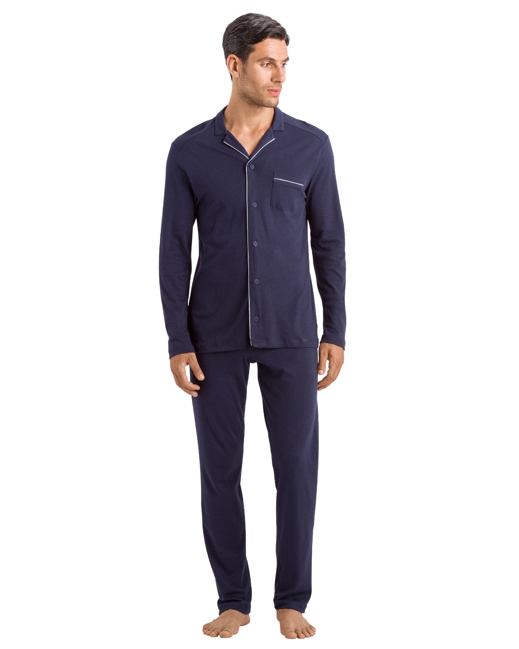 Hanro Night and Day Long Sleeve Men's Pajama in blue