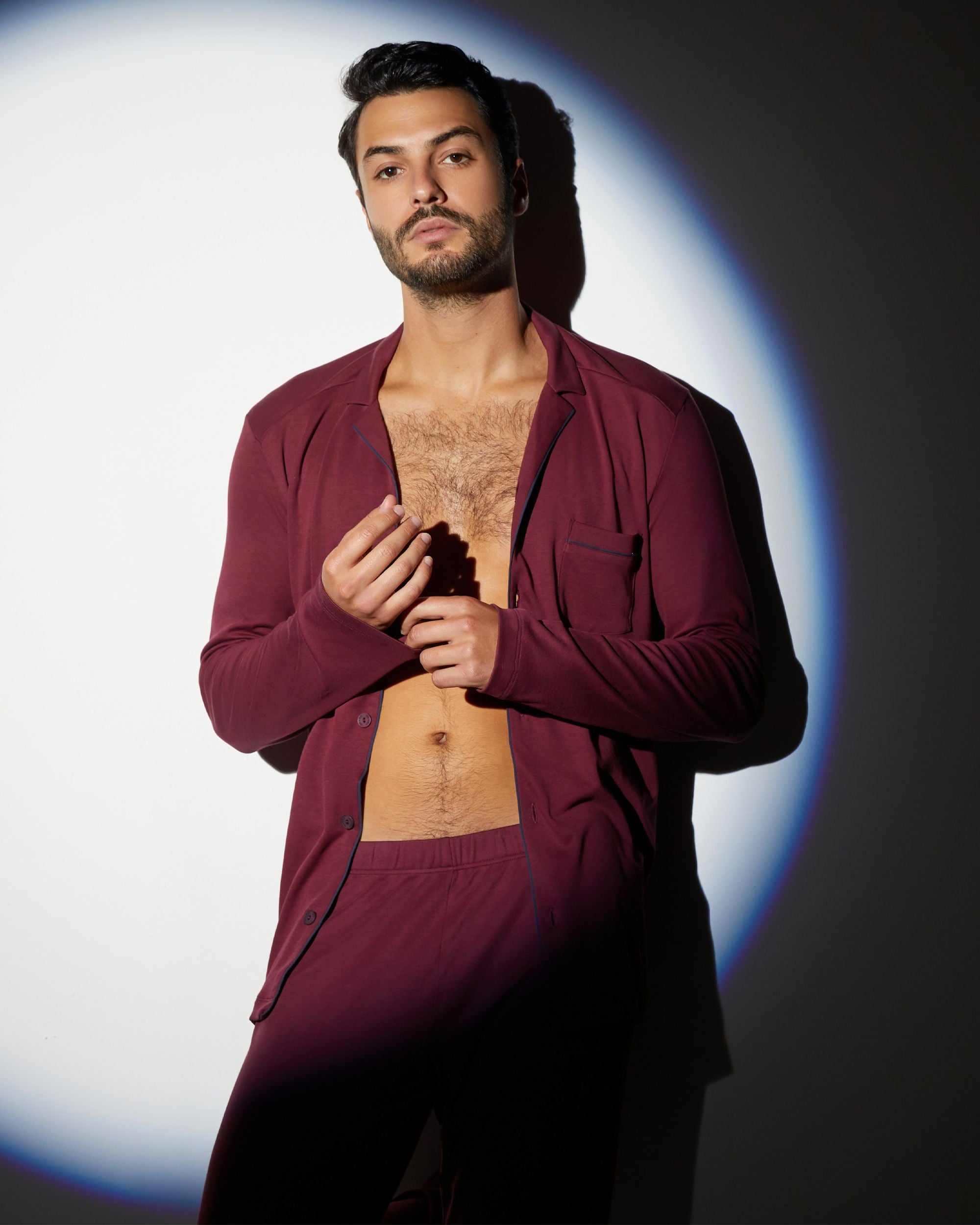 Hanro Night and Day Long Sleeve Men's Pajama in red