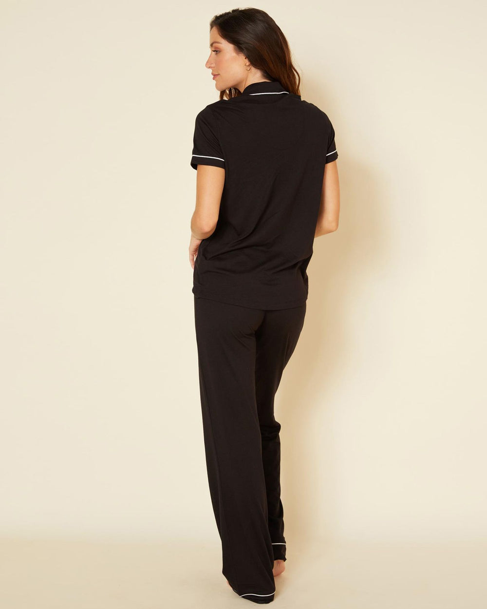 Cosabella Bella Short Sleeve Top & Pant Set in black