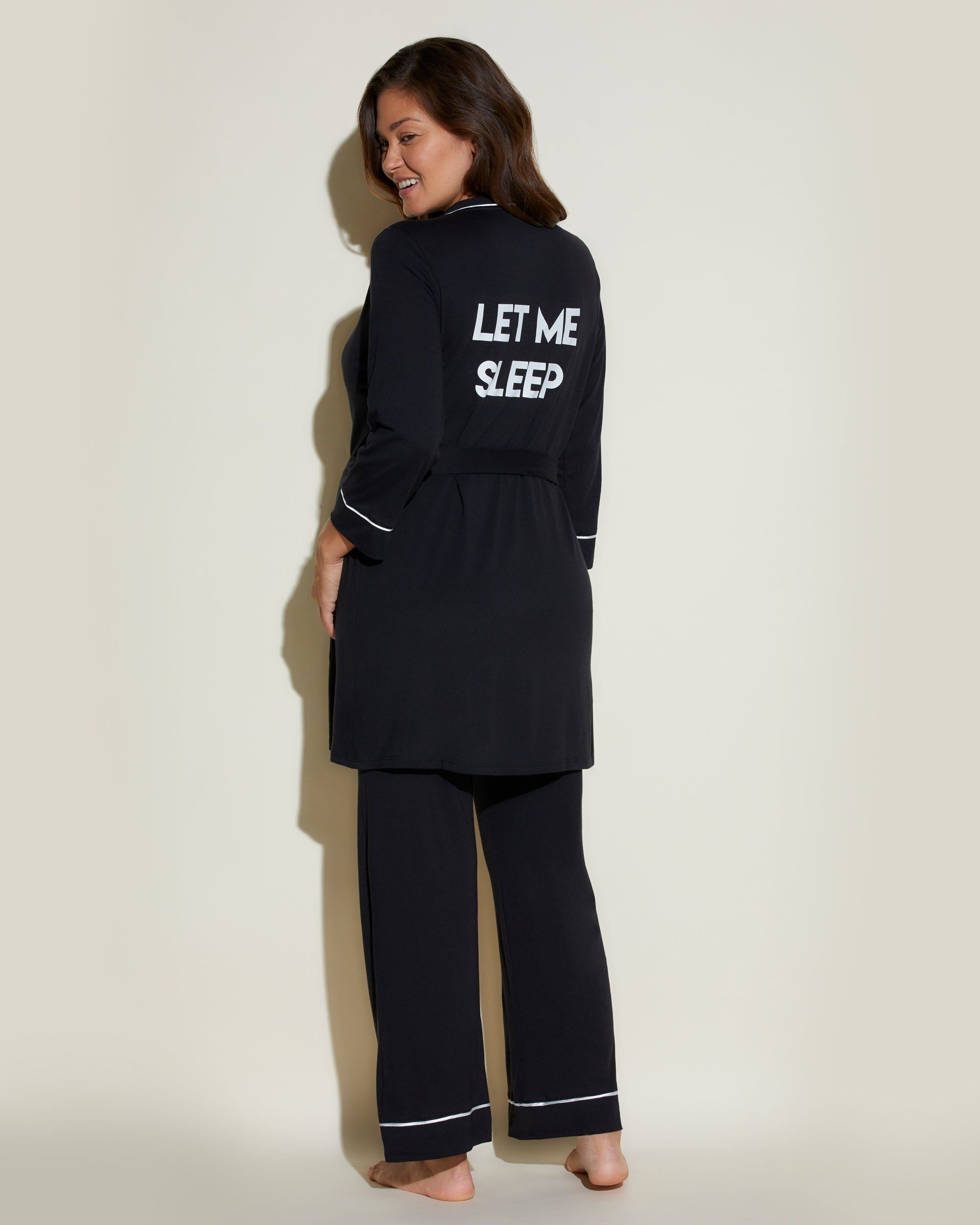 Cosabella Bella Maternity Let Sleep 3 Piece Pajama Set in black