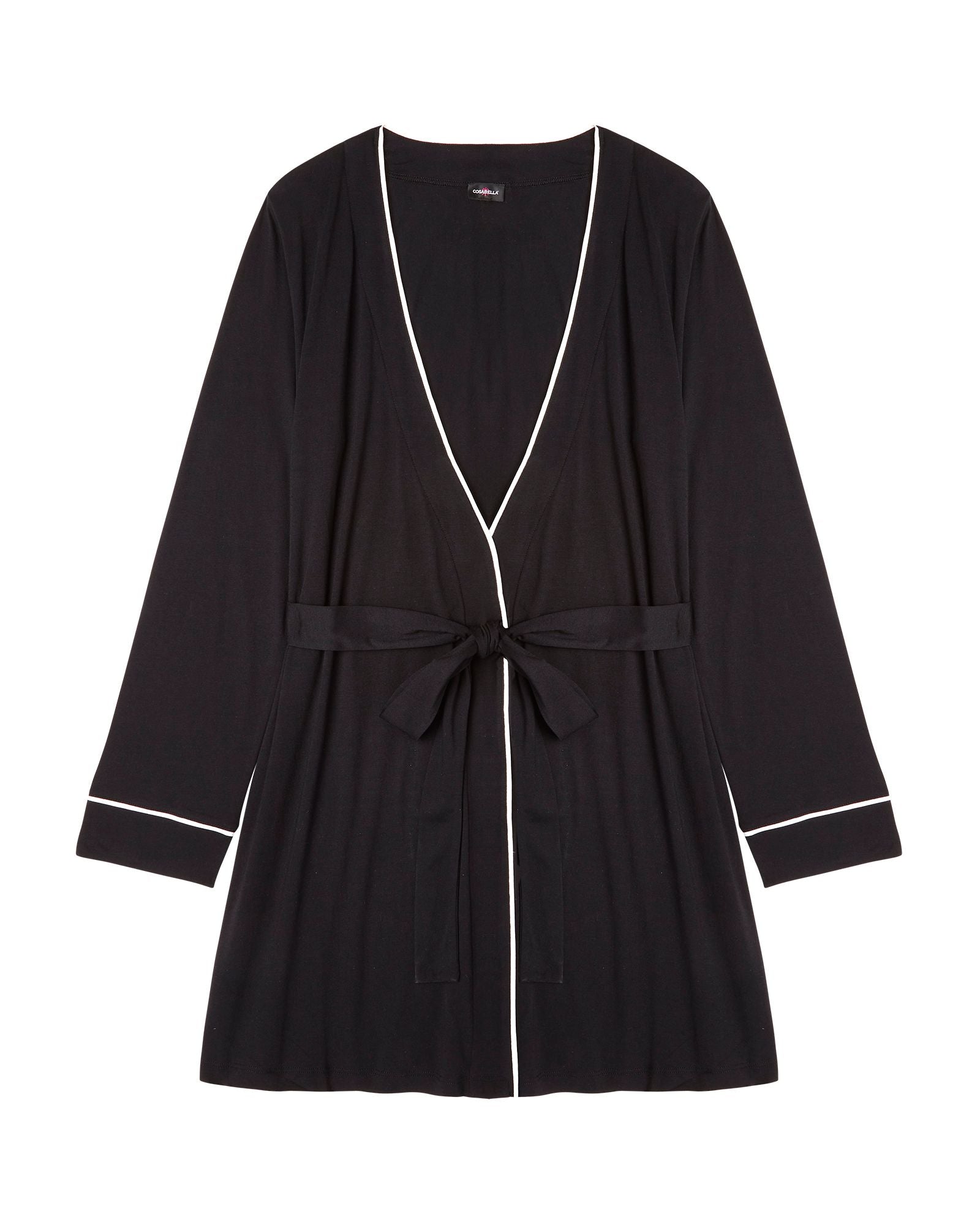 Cosabella Bella Racerback Cami, Pant & Robe PJ Set in black