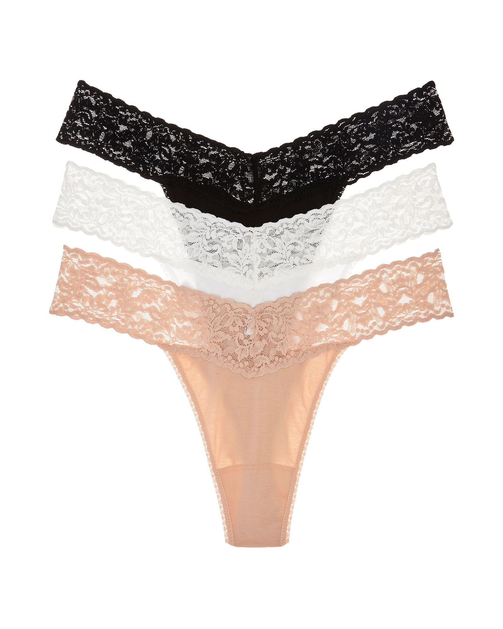 Hanky Panky Cotton Original Rise Thong 3 Pack in black