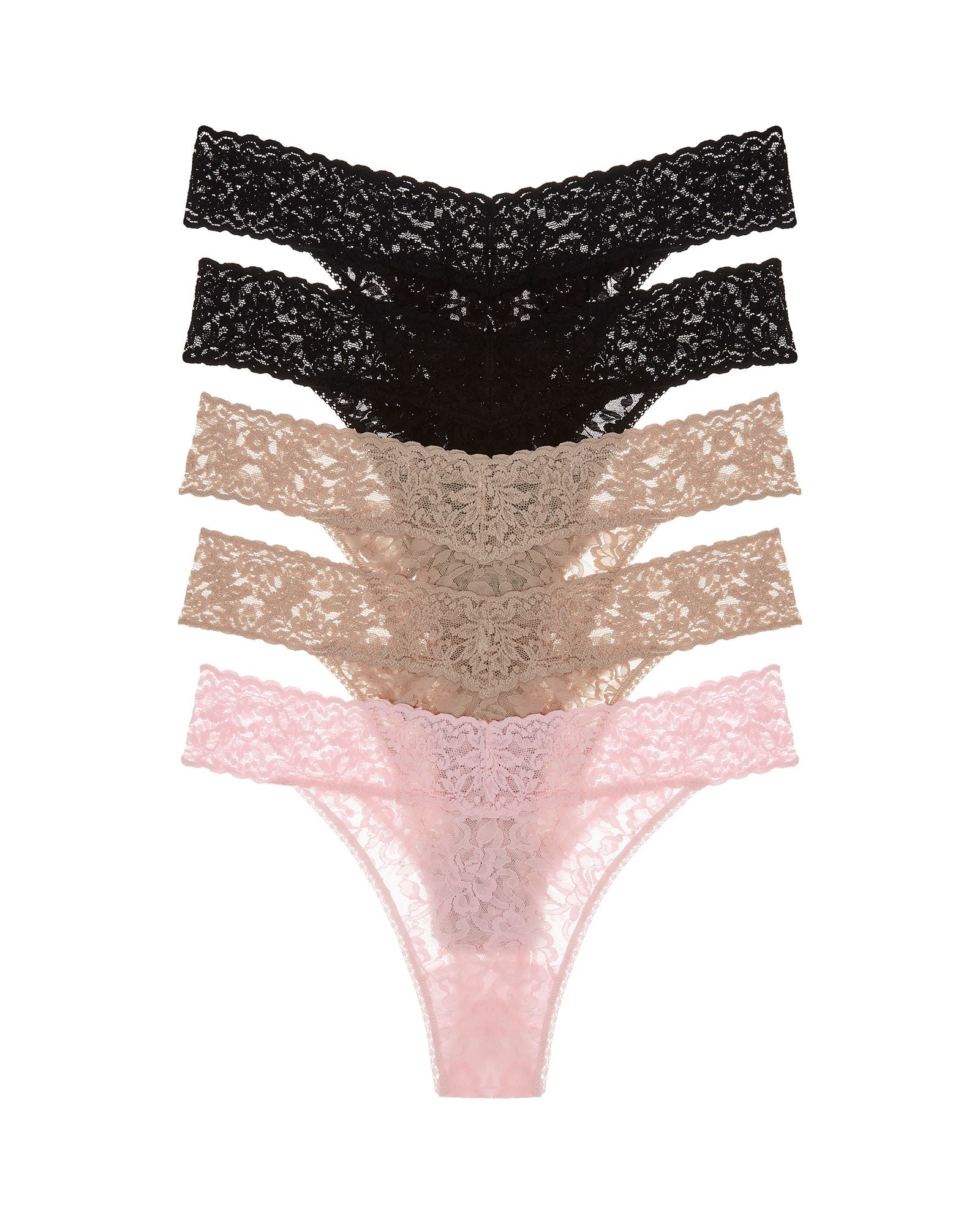 Hanky Panky Signature Lace Original Rise Thong 5-Pack in black