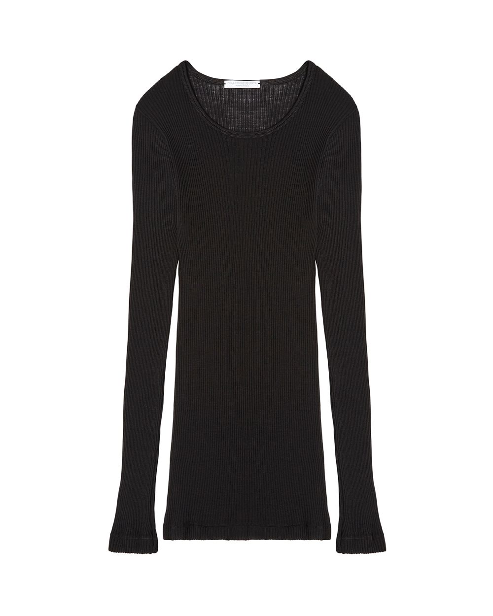 Collezione Privata Wool & Silk Long Sleeve Rib in black