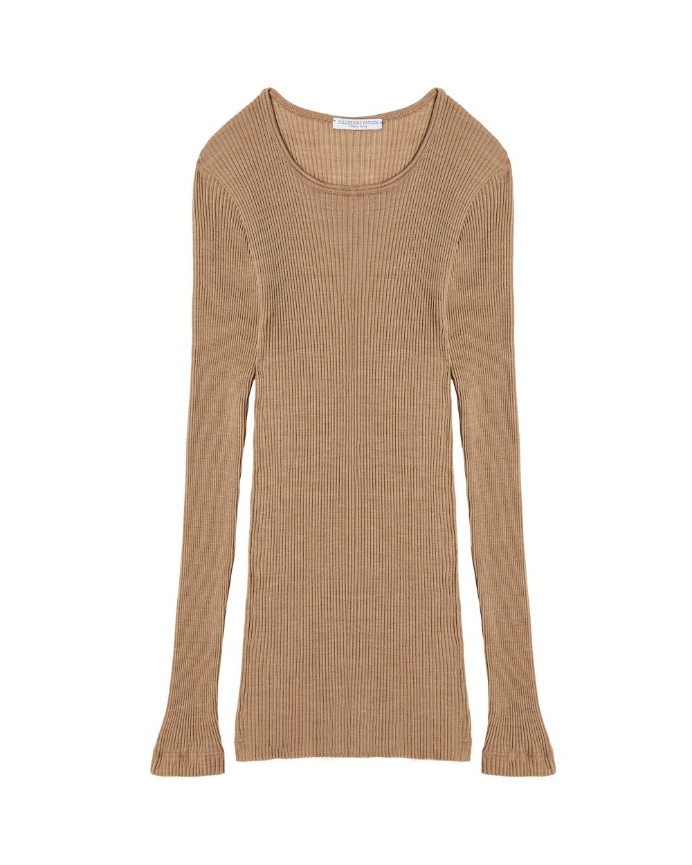 Collezione Privata Wool & Silk Long Sleeve Rib in brown