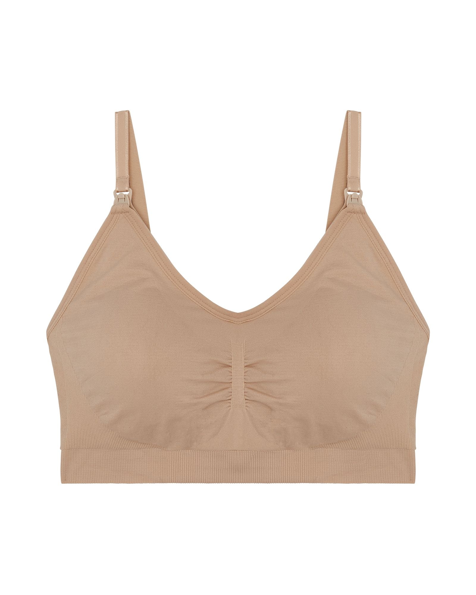 Motherhood Maternity Seamless Pumping and Nursing Bra in beige