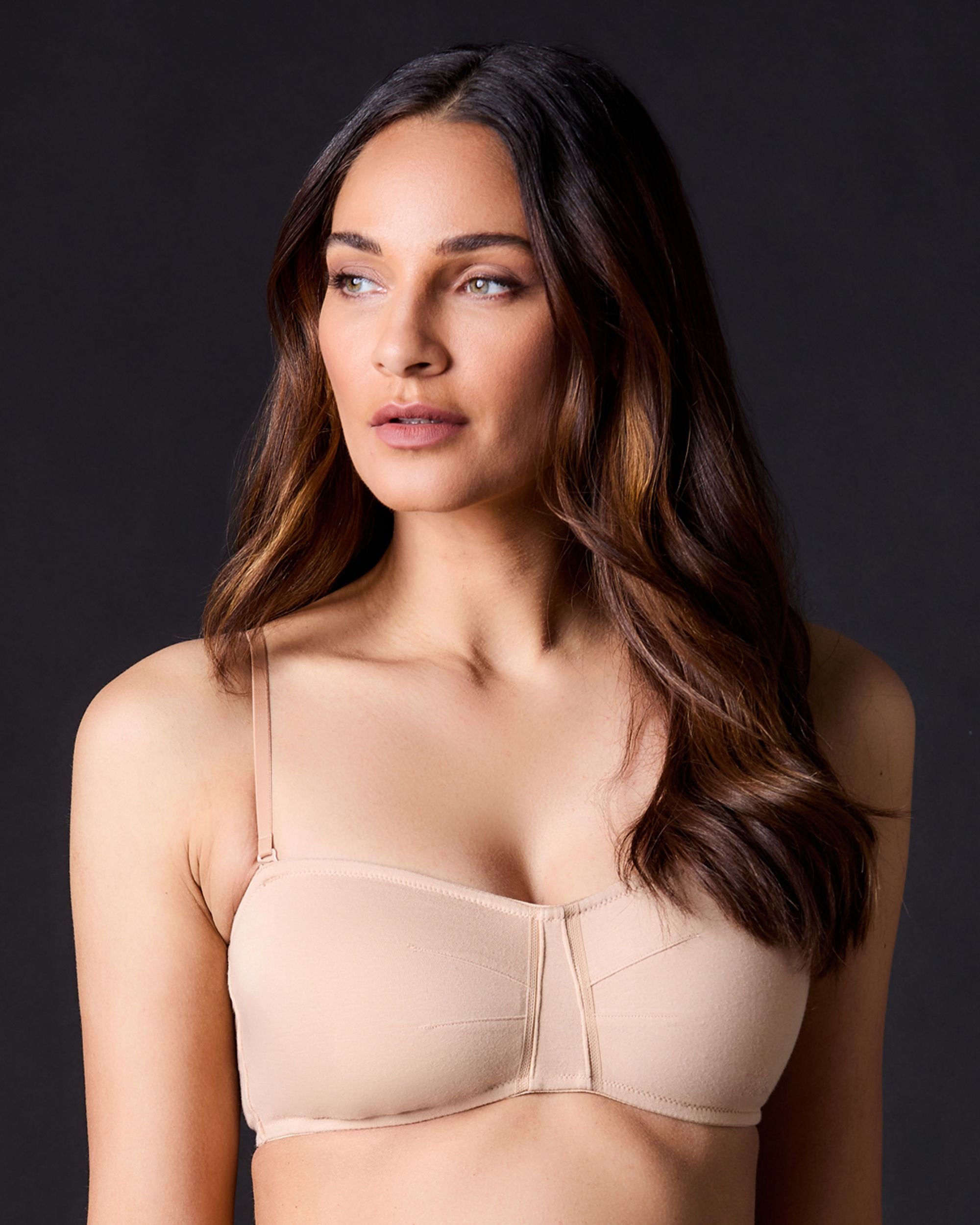 OnGossamer Cabana Cotton Bandeau Bralette in beige
