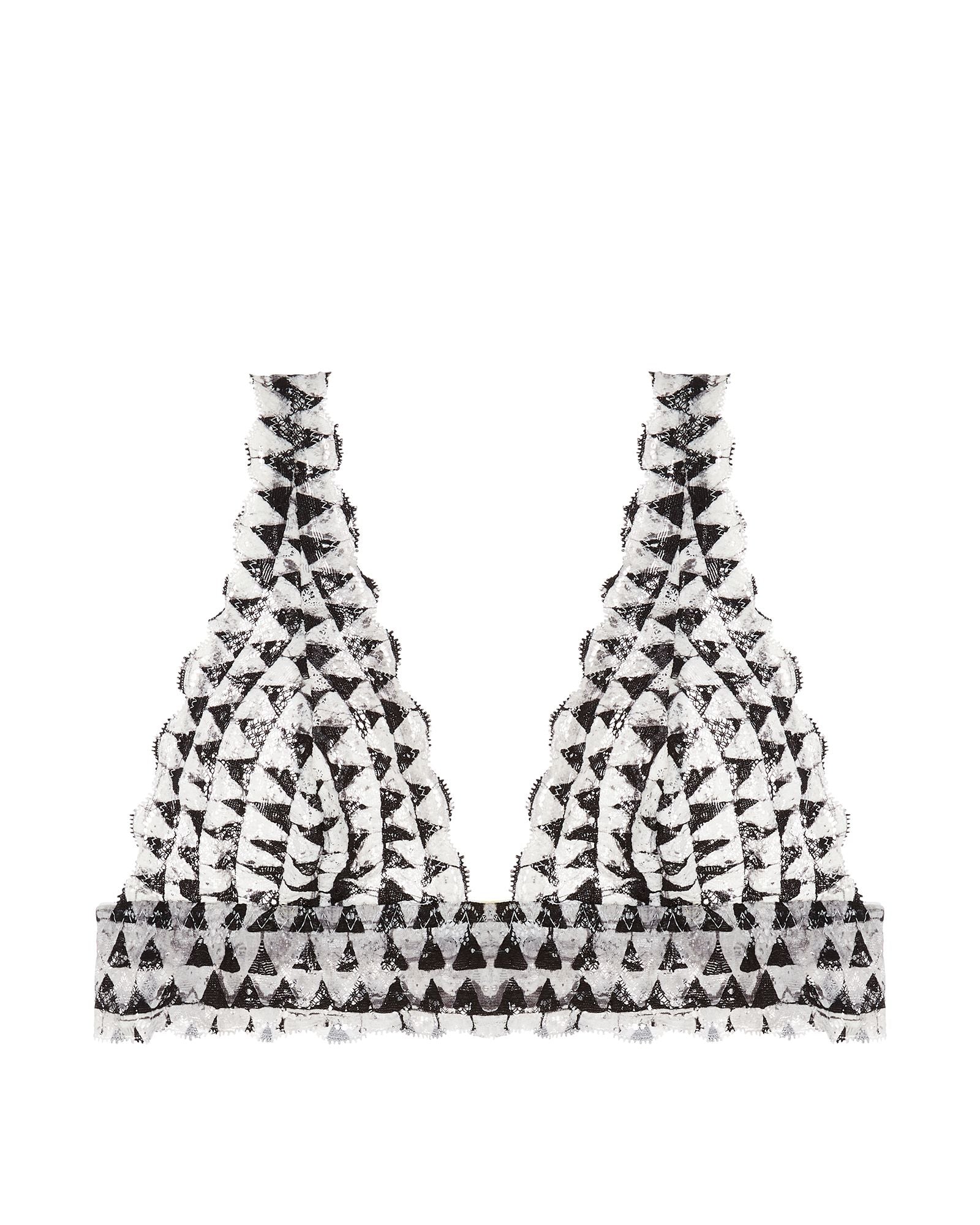 Cosabella Never Say Never Printed Tall Triangle Bralette in black