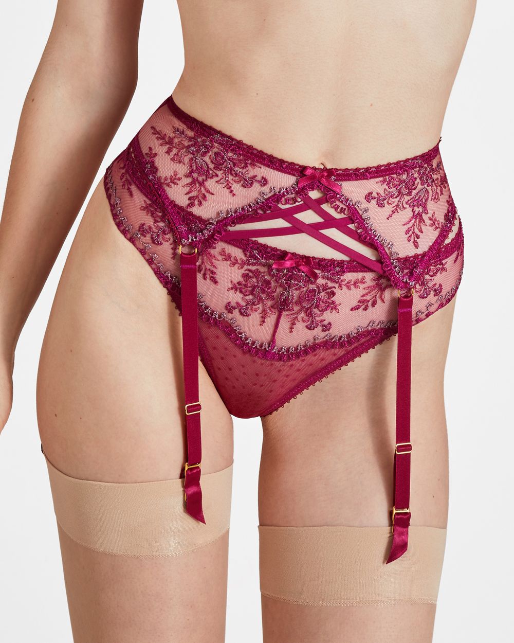 Aubade Tresor Infini Suspender in red