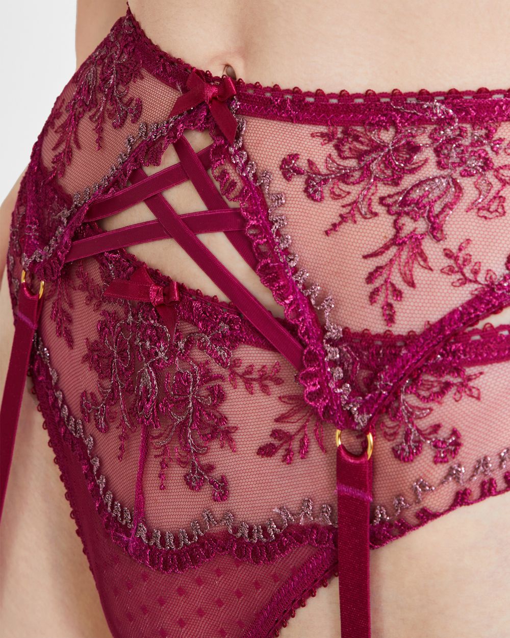 Aubade Tresor Infini Suspender in red