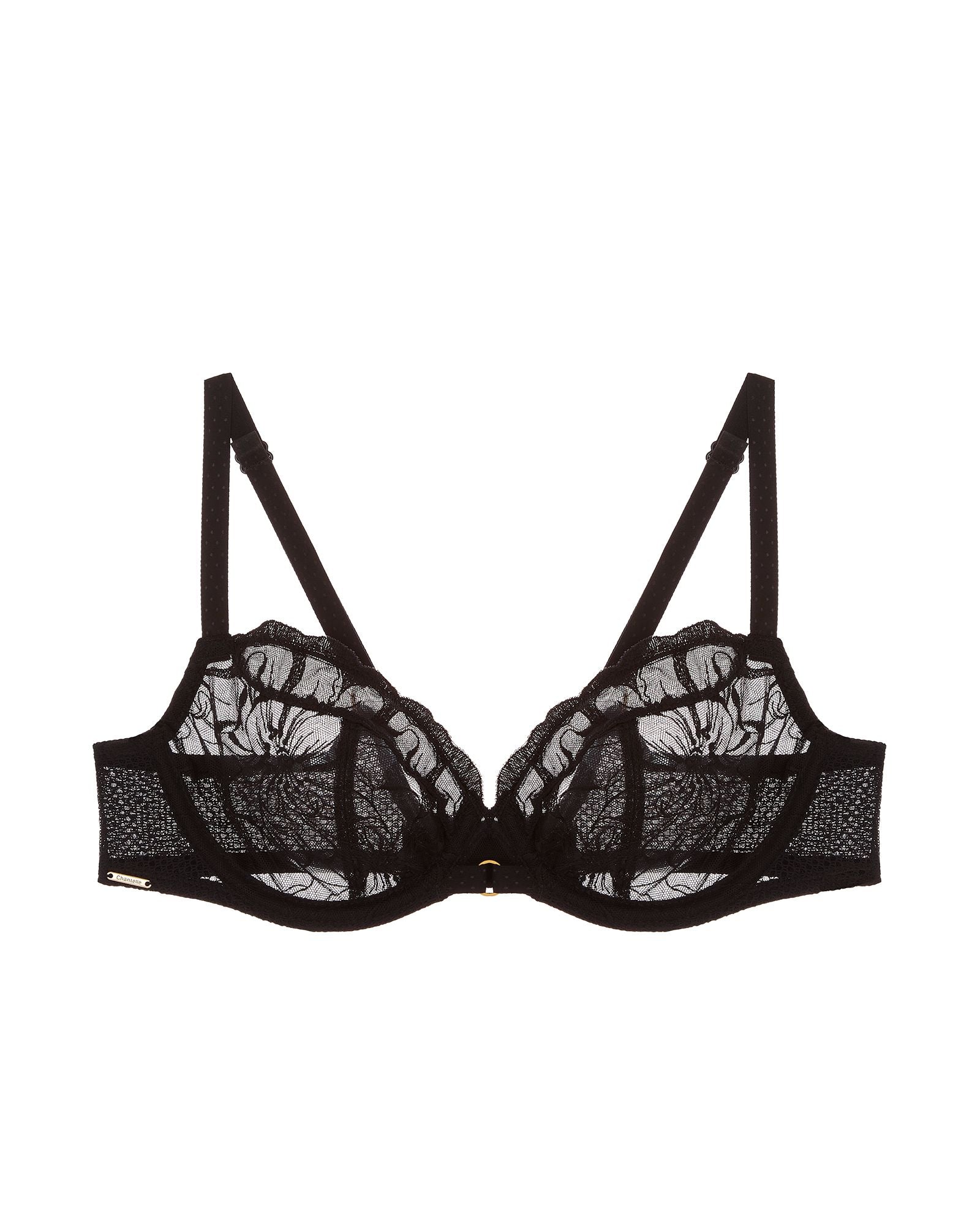 Chantelle Fleurs Plunge Underwire Bra in black