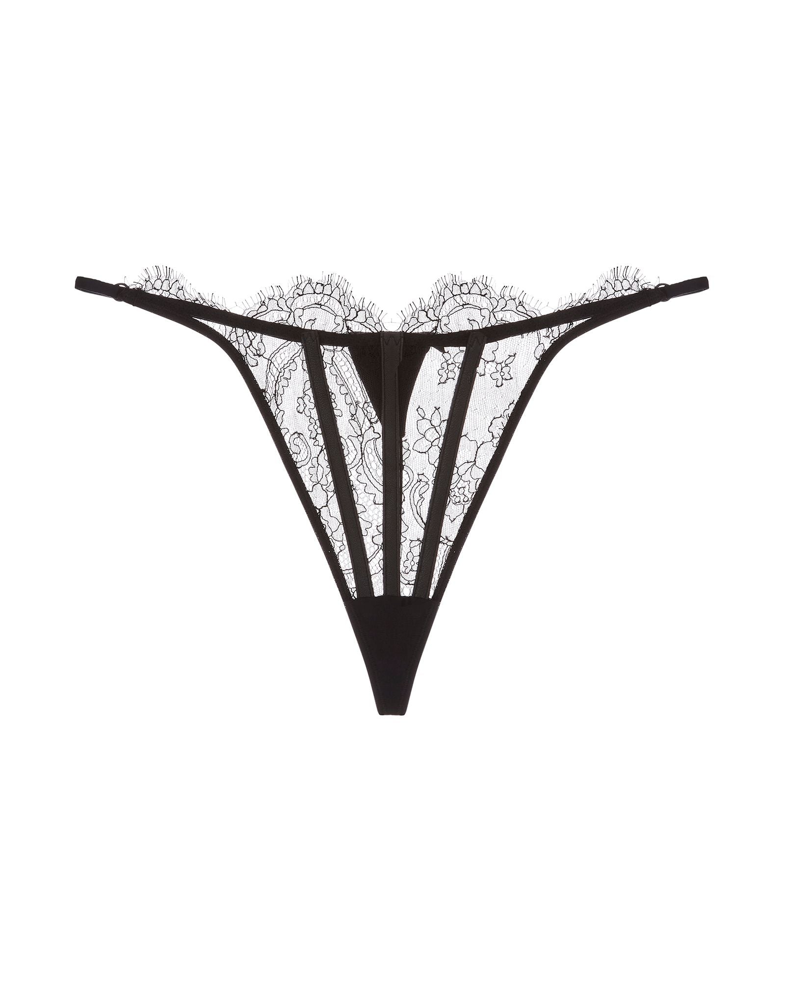 Kiki de Montparnasse Leather and Lace G-String in black