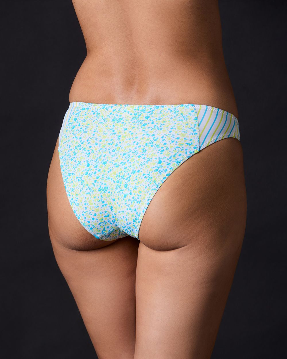 Solid & Striped Painted Daisy Floral/Multi Pinstripe Emily Bikini Bottom in blue