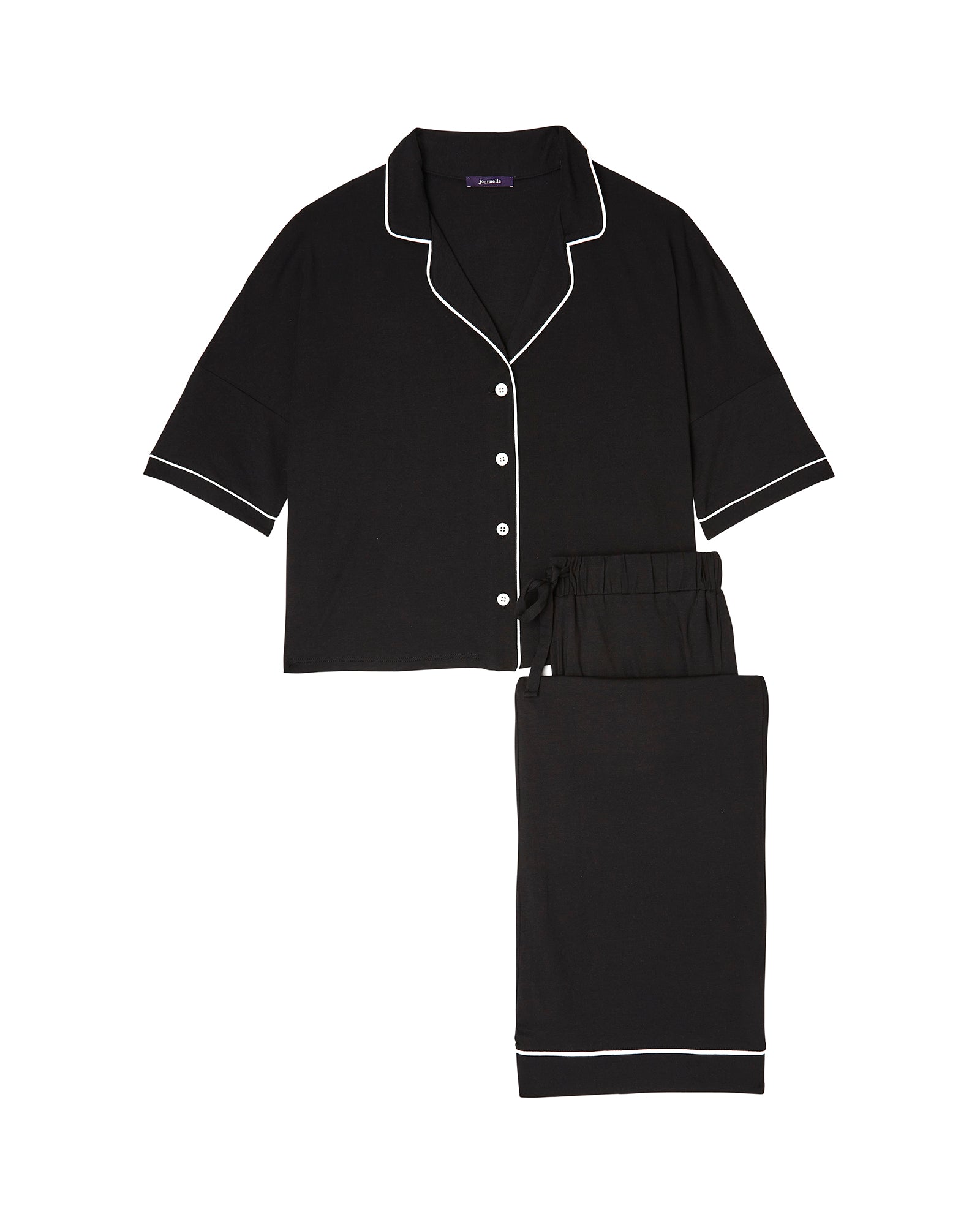 Journelle Lilly Boxy Crop Short Sleeve & Wide Leg Pant in black