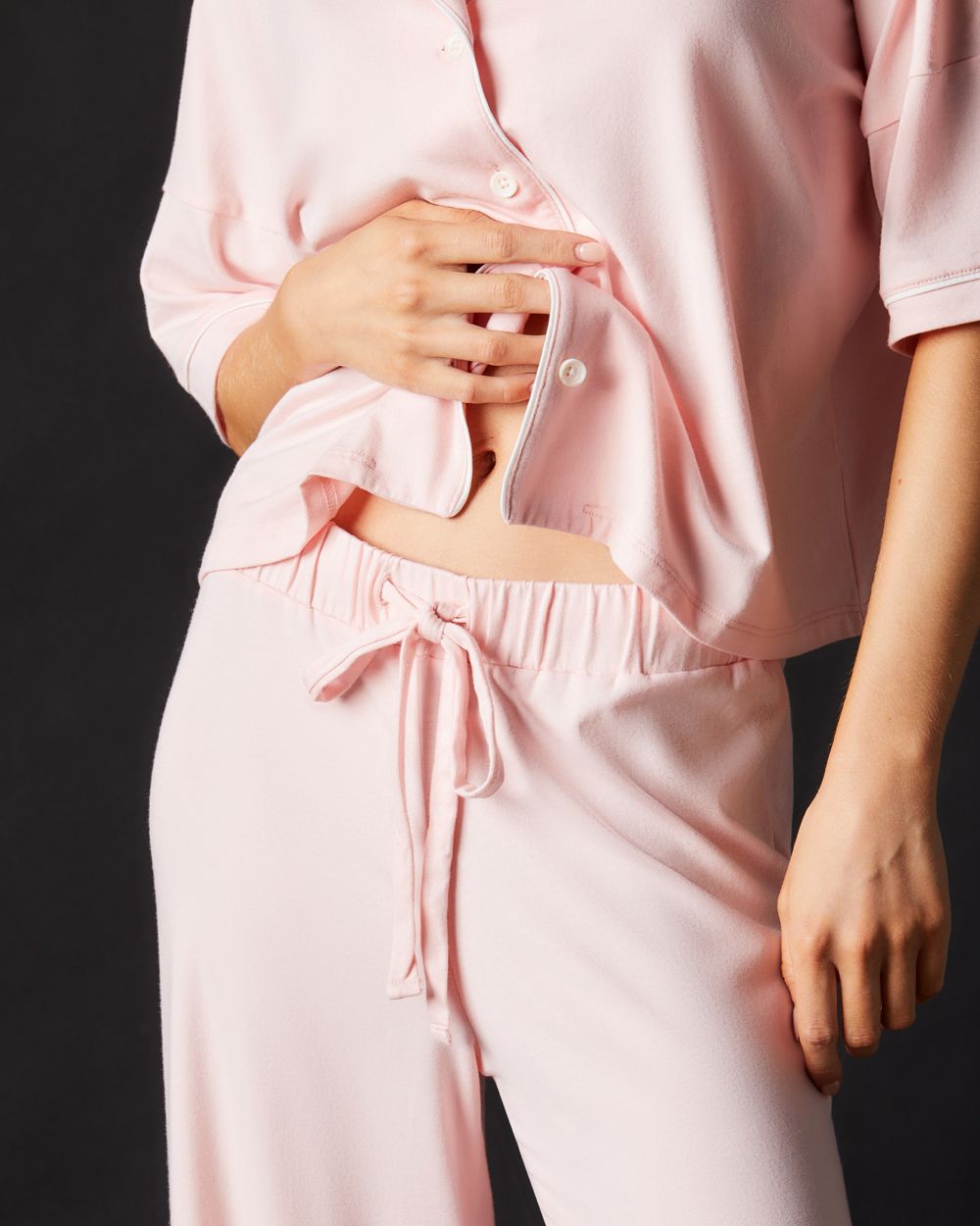 Journelle Lilly Boxy Crop Short Sleeve & Wide Leg Pant in pink