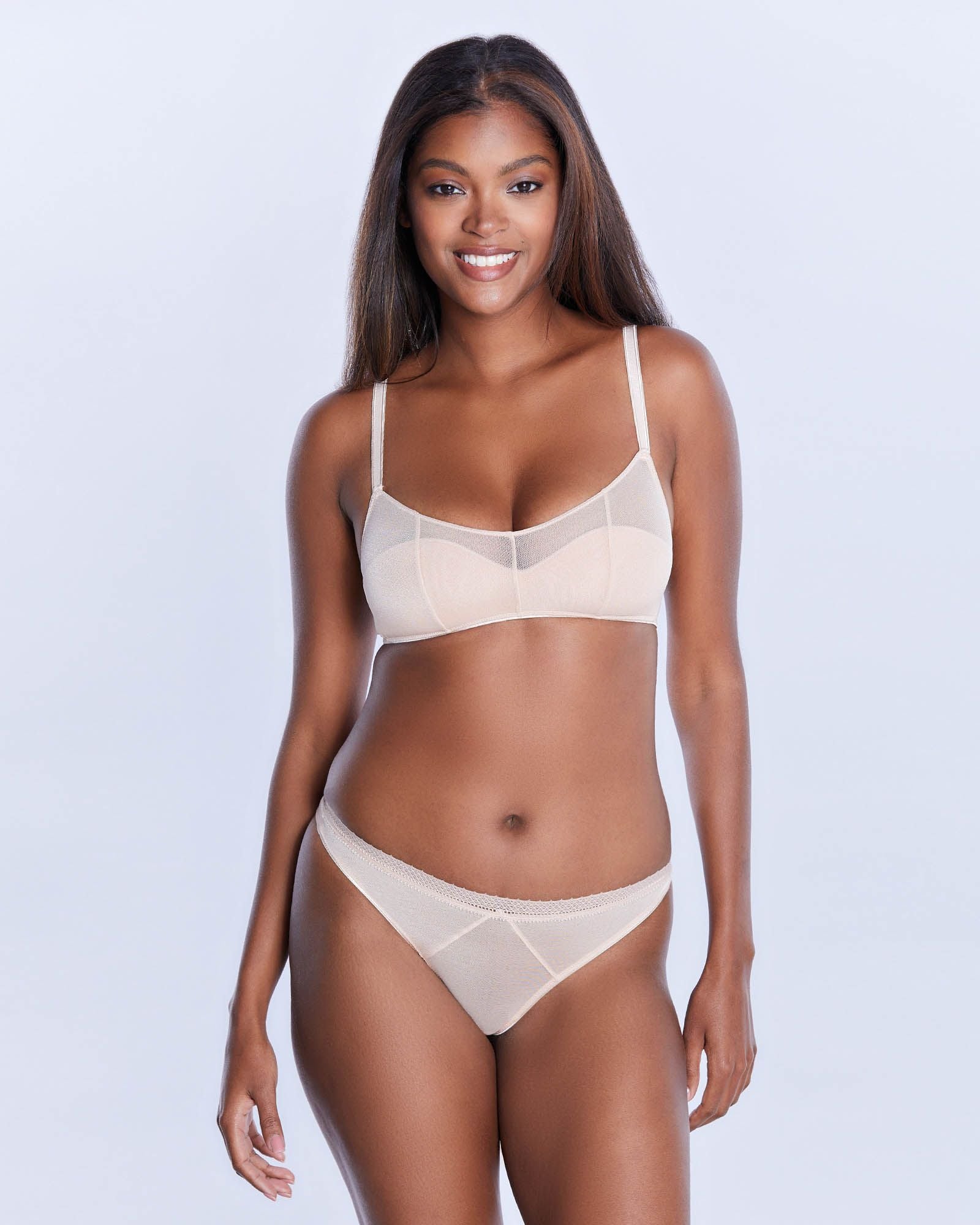 Samantha Chang Jet Set Mesh Thong in beige