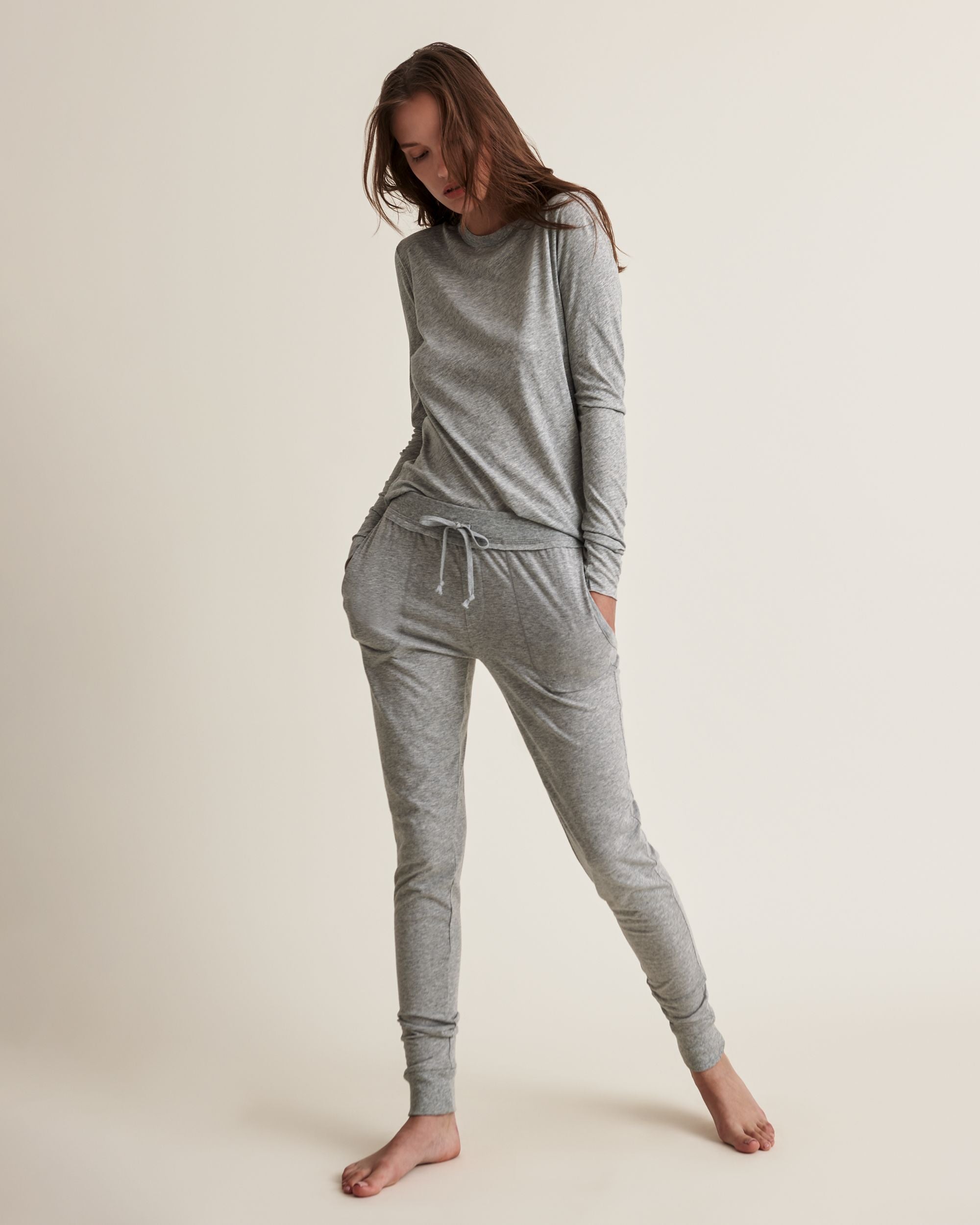 Skin Organic Pima Cotton Long Sleeve Tee in gray