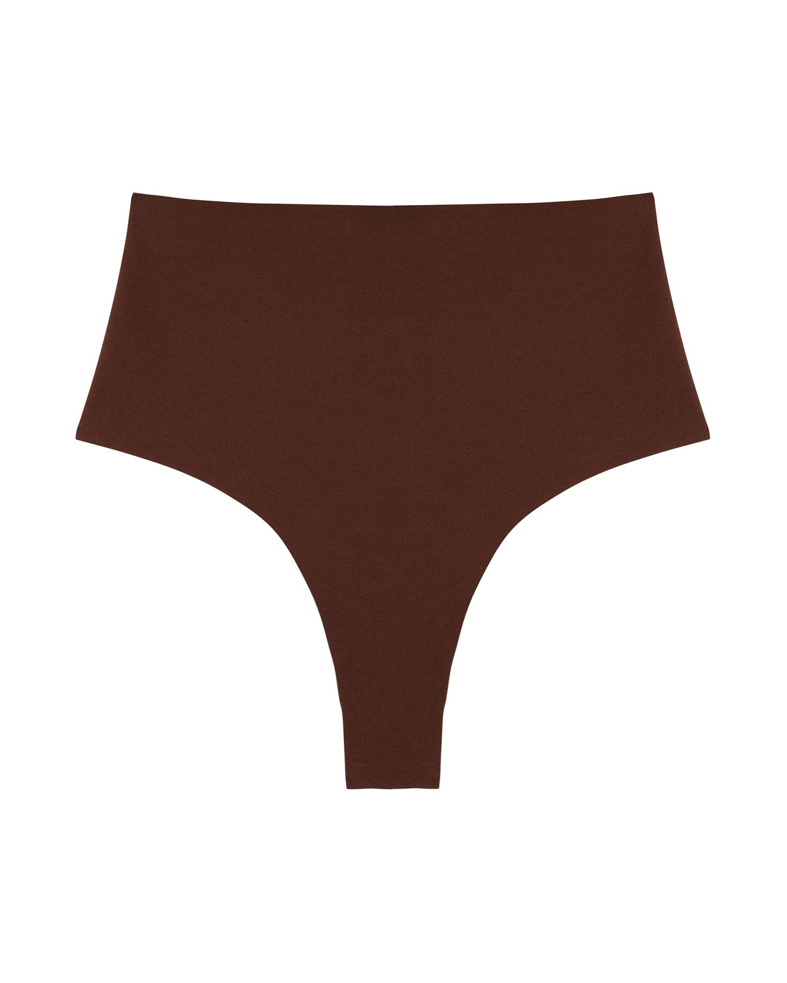 Panty Promise Organic Cotton High Rise Thong in brown