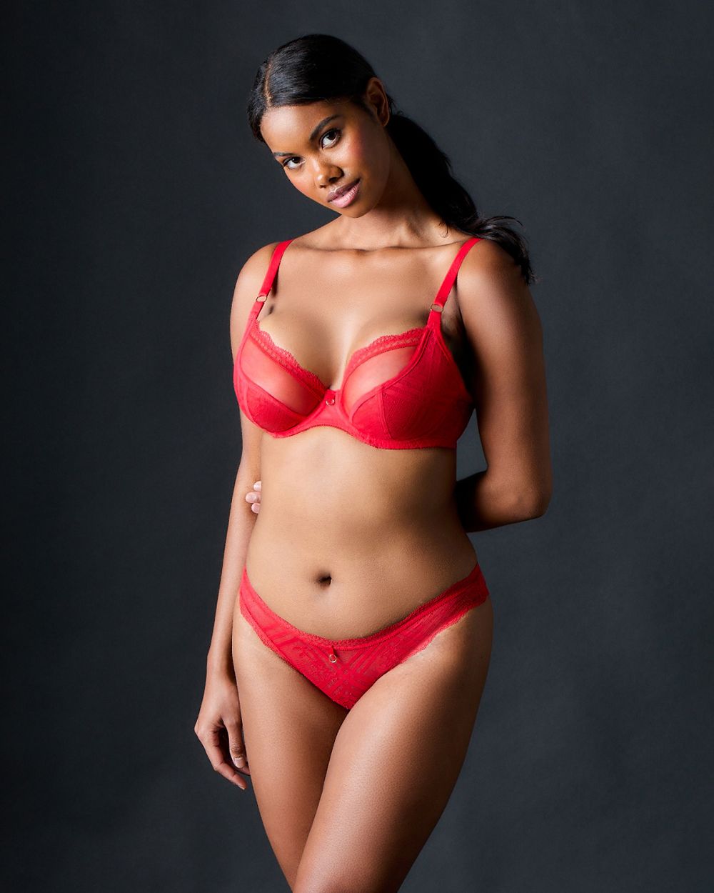 Freya Fatale Underwire Plunge Bra in red