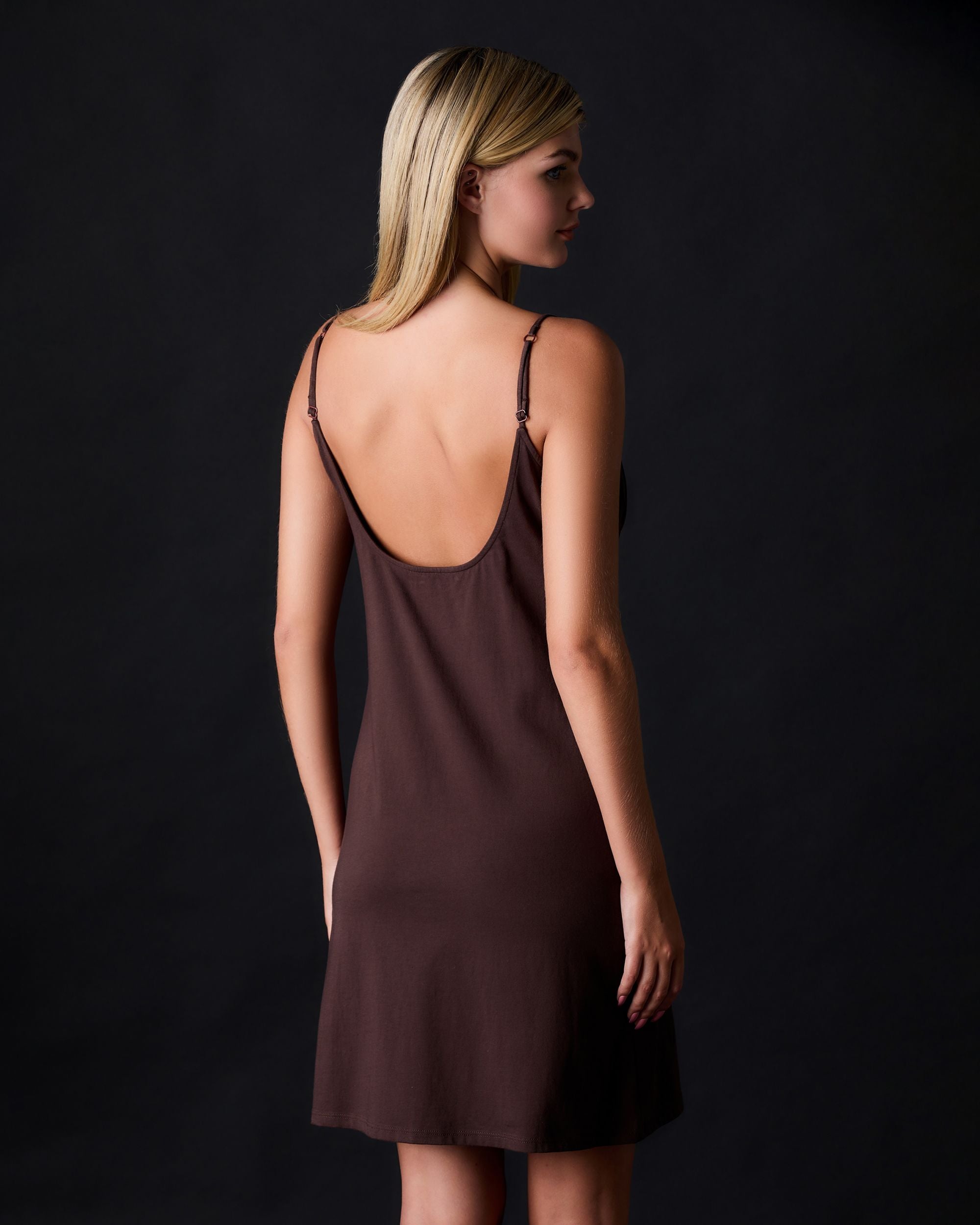 Skin Olivera Organic Pima Cotton Chemise in brown