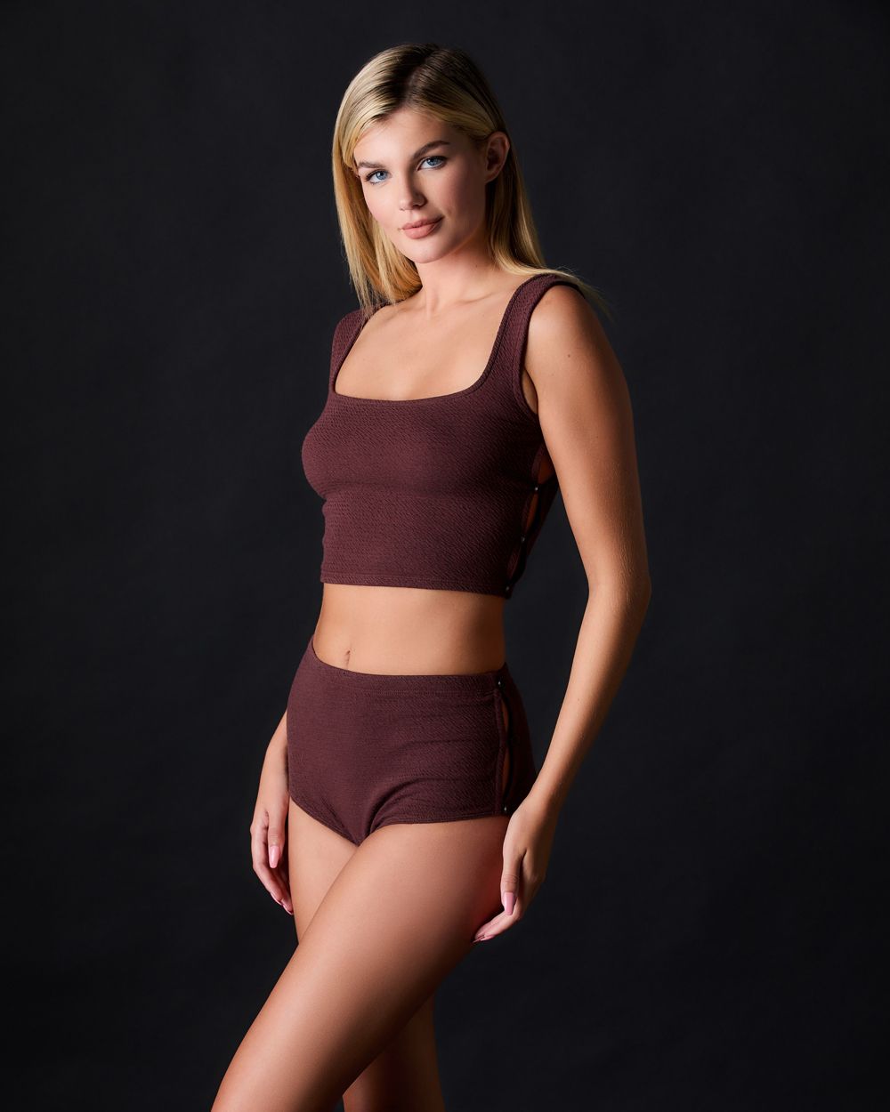 Skin Sofie Crop Tank in brown