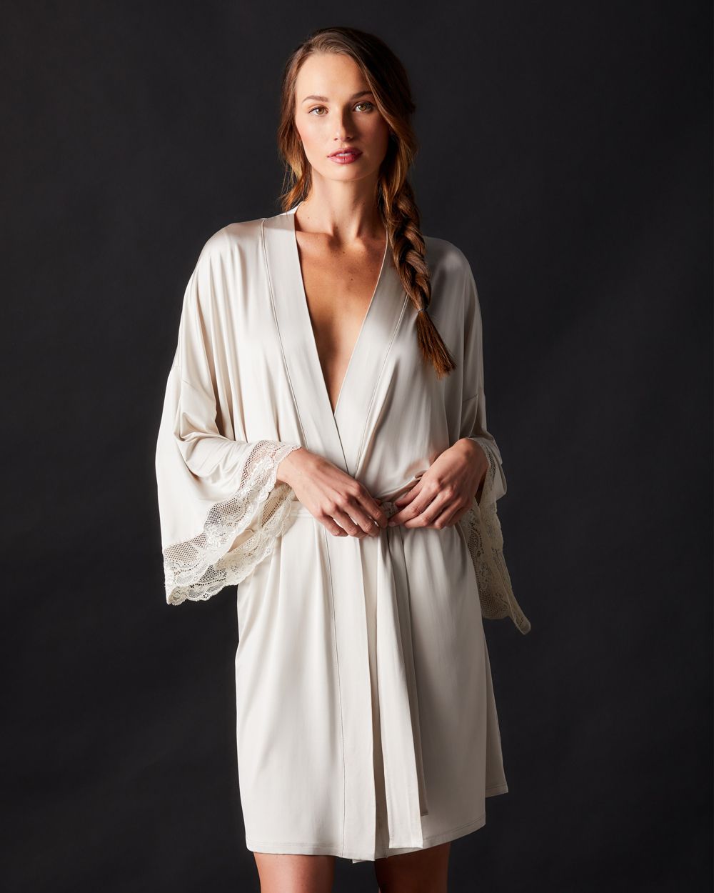 Hanro Lovis Kimono Robe in beige