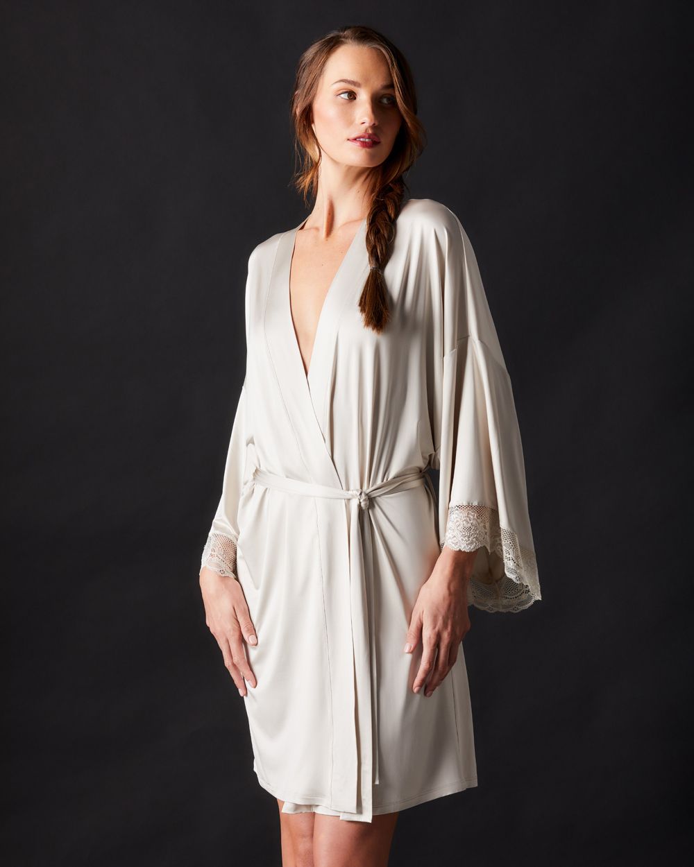 Hanro Lovis Kimono Robe in beige