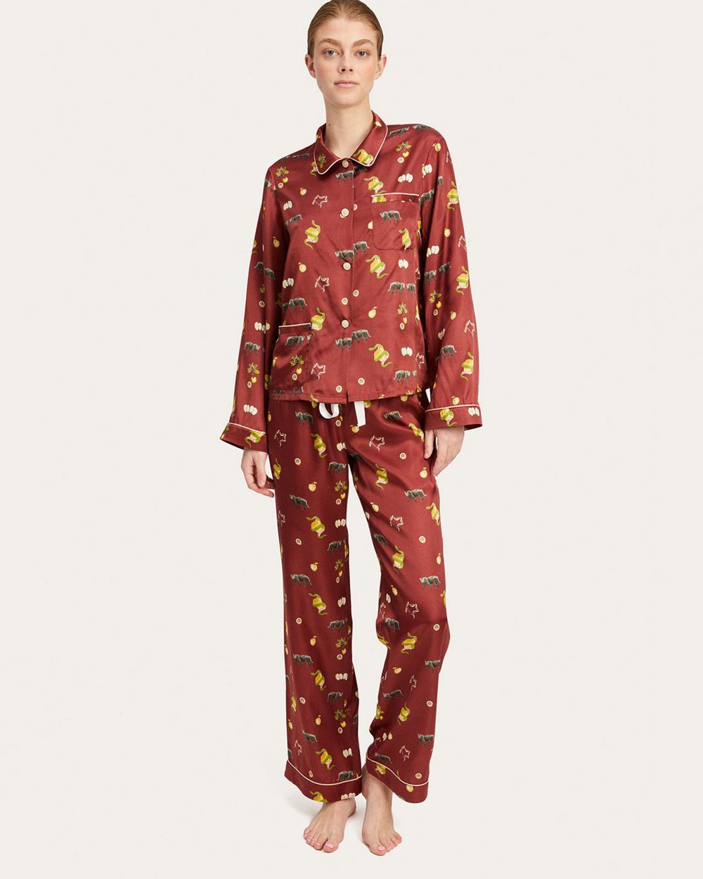 Morgan Lane Forbidden Fruit Ruthie Pajama Top in red