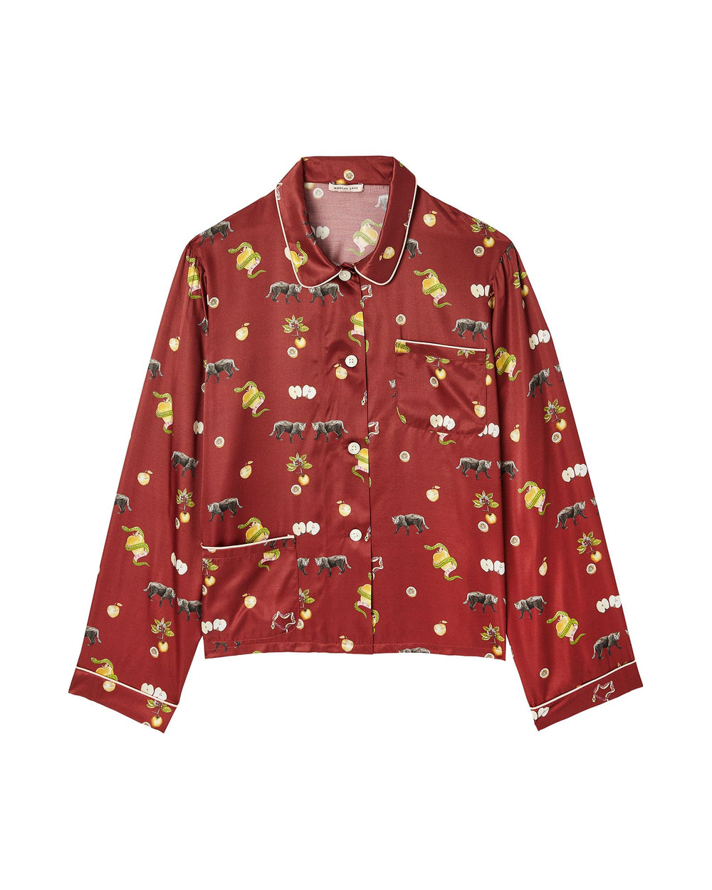Forbidden Fruit Ruthie Pajama Top in red - product shot | Morgan Lane