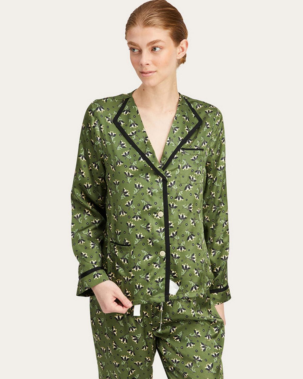 Morgan Lane Atlas Floral Mimi Pajama Top in green