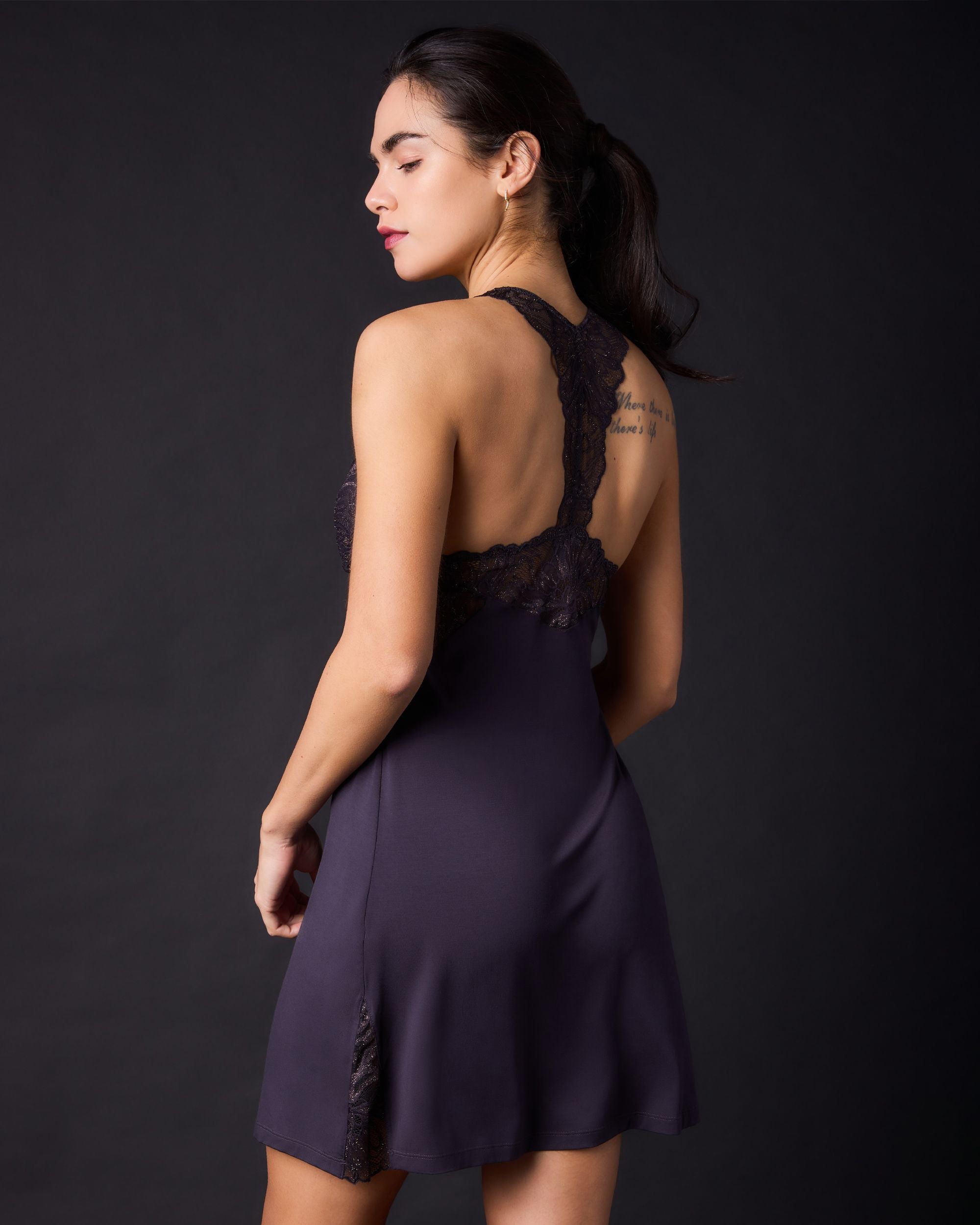 Fleur't Indulgence Lace Bustier Chemise in gray