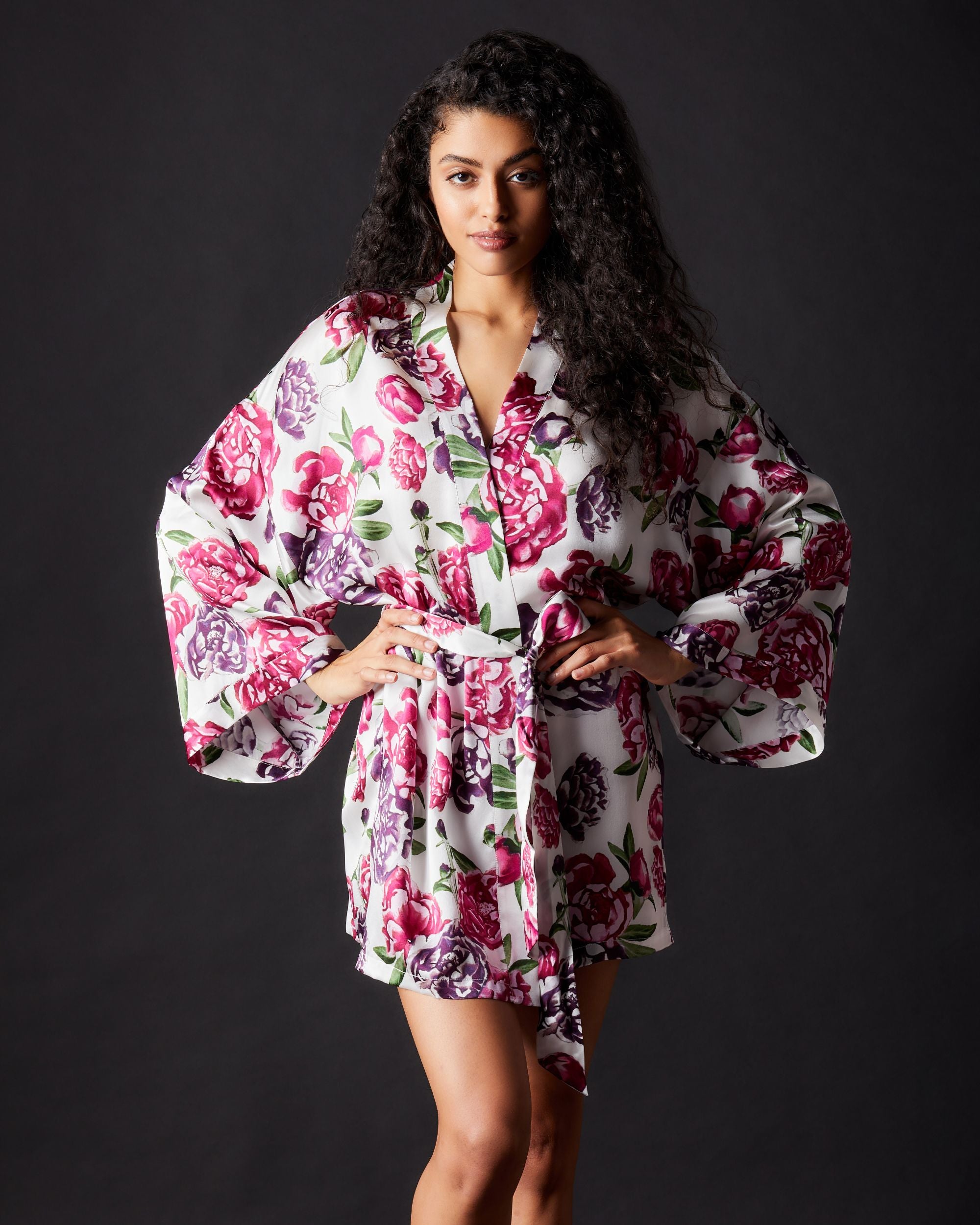 Journelle Celine Printed Classic Robe in pink