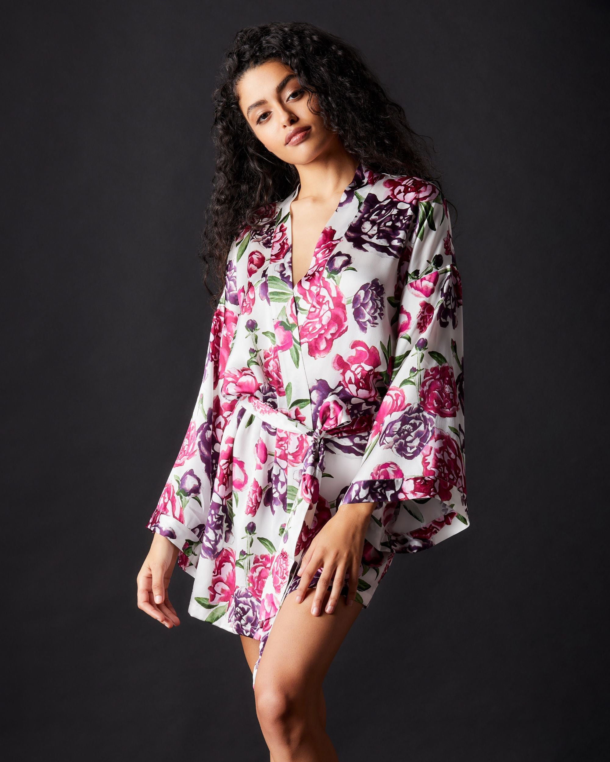 Journelle Celine Printed Classic Robe in pink