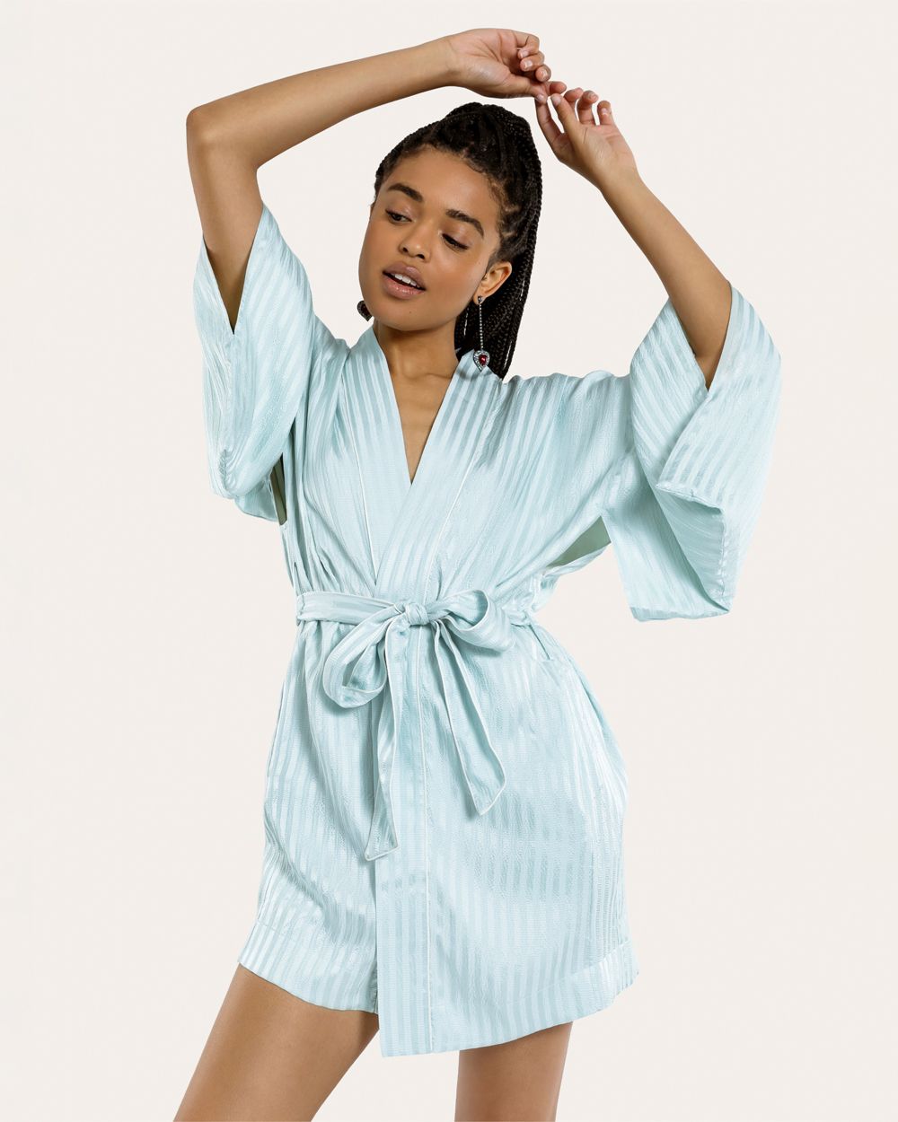 Morgan Lane Between the Sheets Hammered Silk Nia Robe in blue