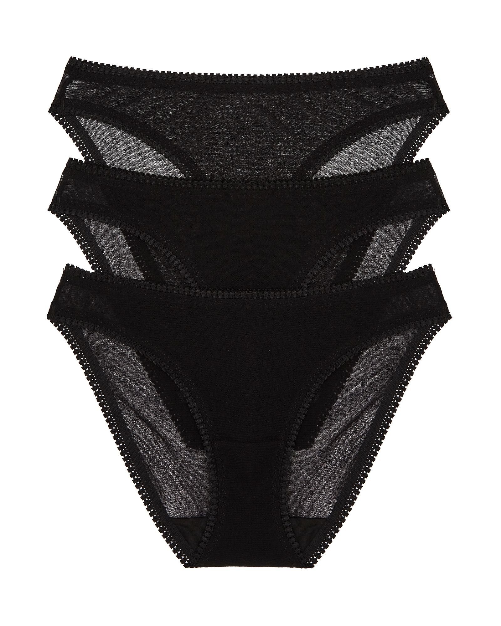OnGossamer Mesh Hip Bikini 3 Pack in black