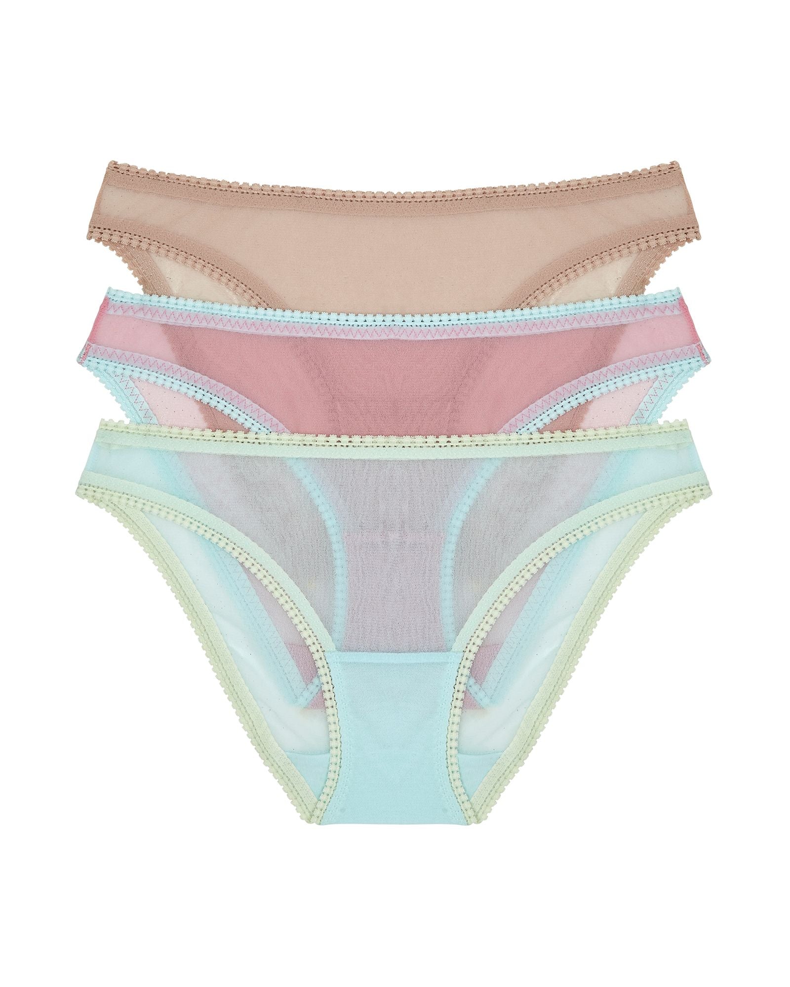 OnGossamer Mesh Hip Bikini 3 Pack in blue