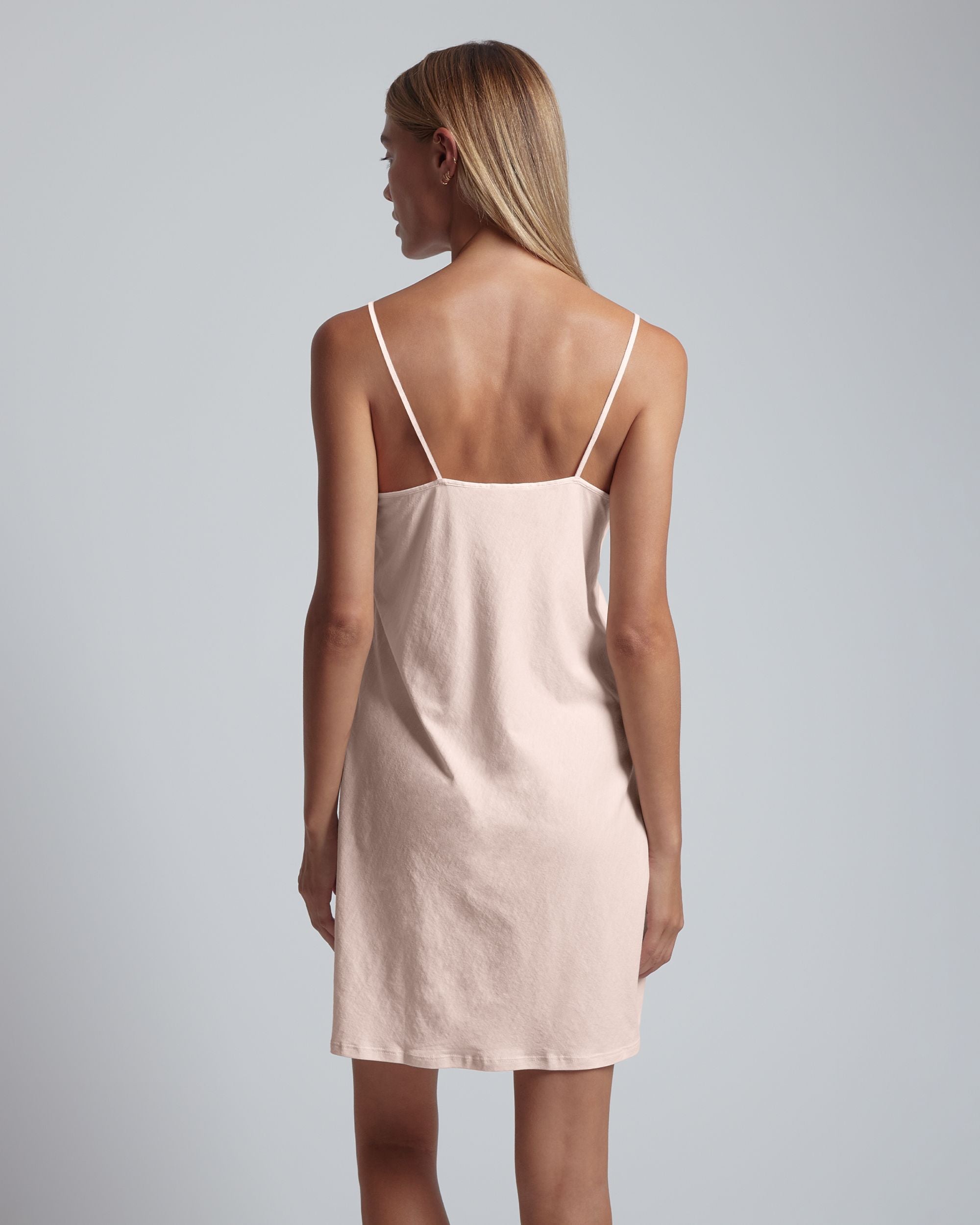 Skin Pima Cotton Sexy Slip with Lace Trim in pink