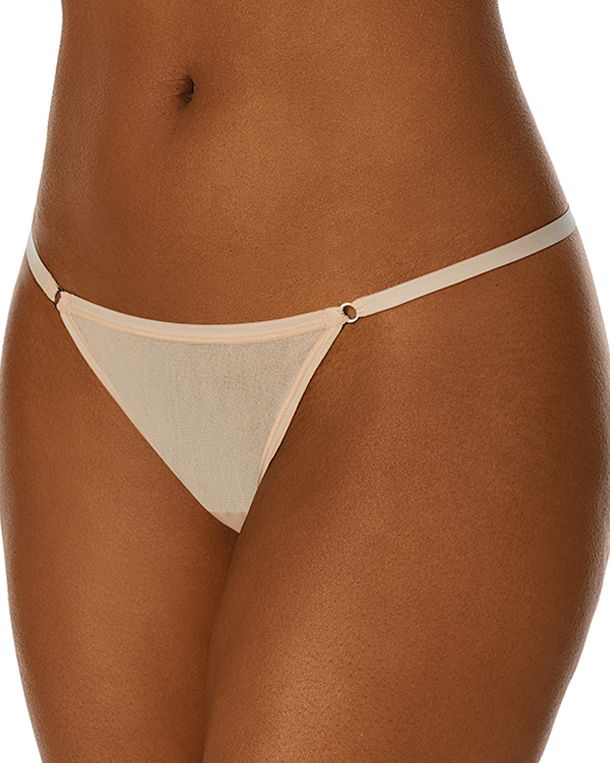 OnGossamer Mesh String Thong in beige