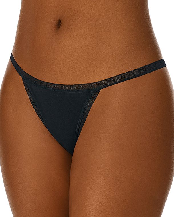 OnGossamer Cabana Cotton String Thong in black