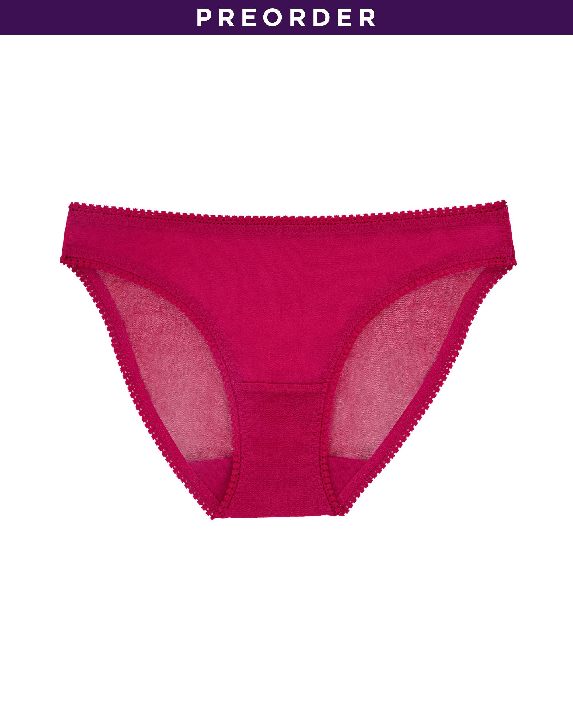 OnGossamer Solid Mesh Hip Bikini in red