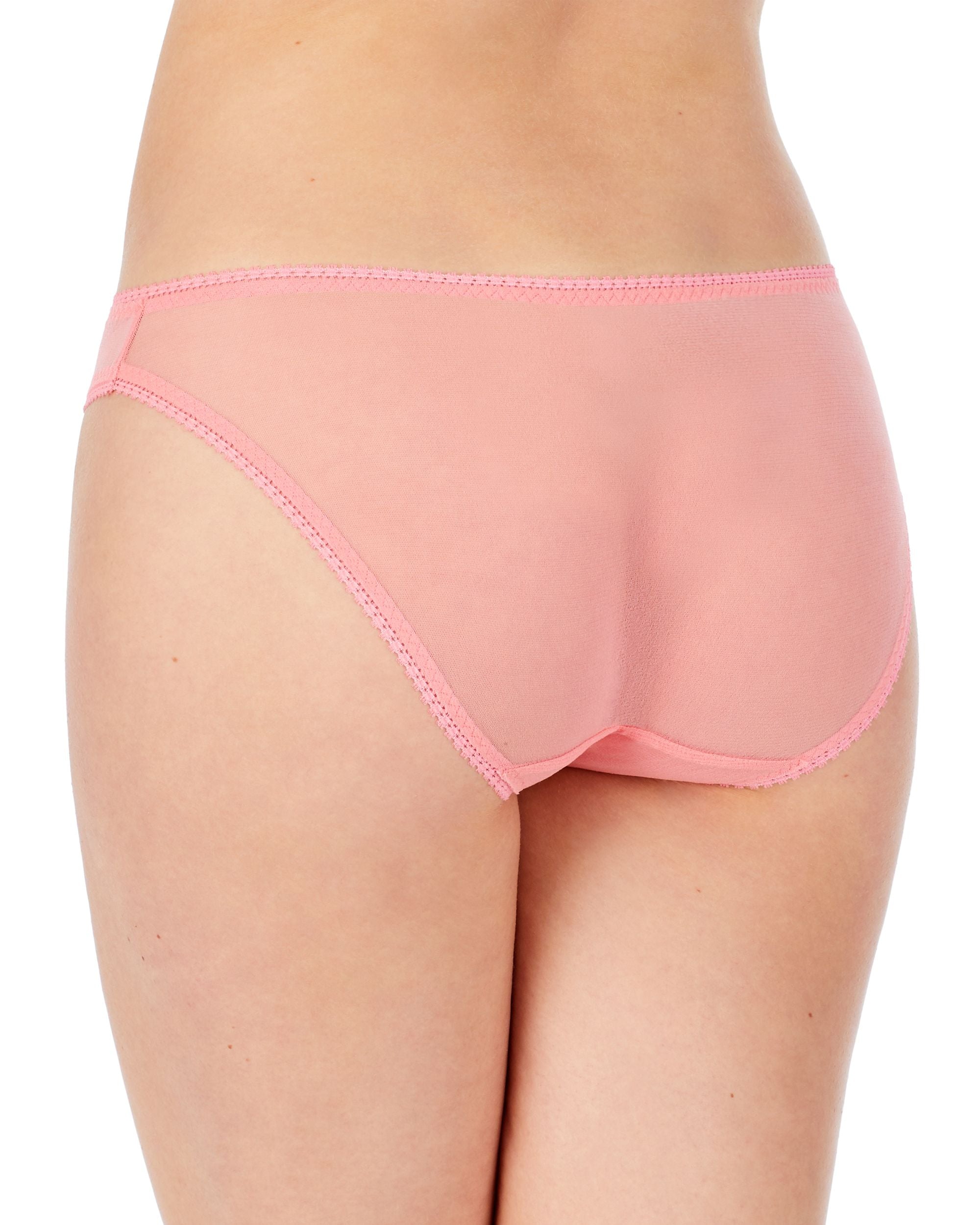 OnGossamer Solid Mesh Hip Bikini in pink