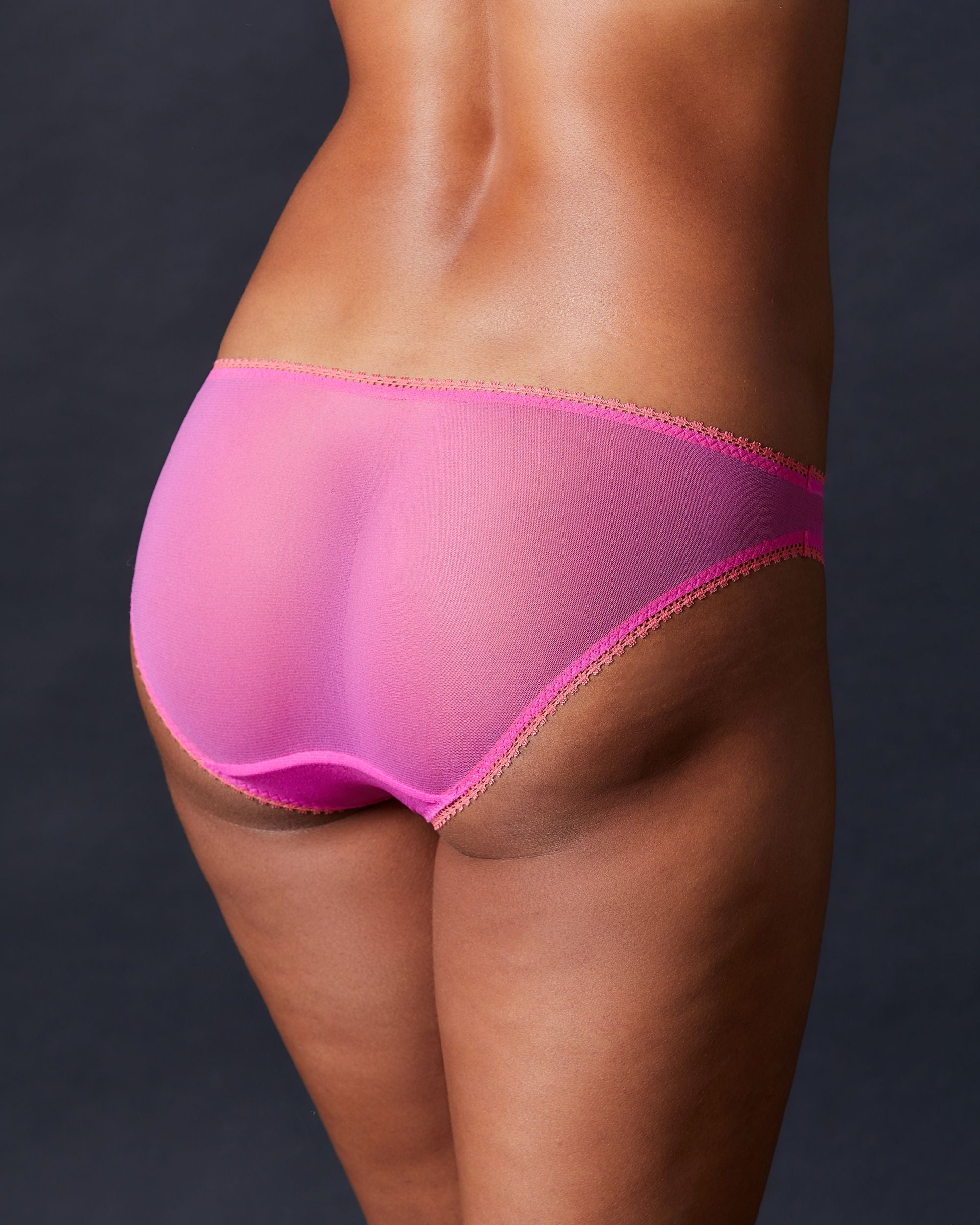 OnGossamer Solid Mesh Hip Bikini in pink