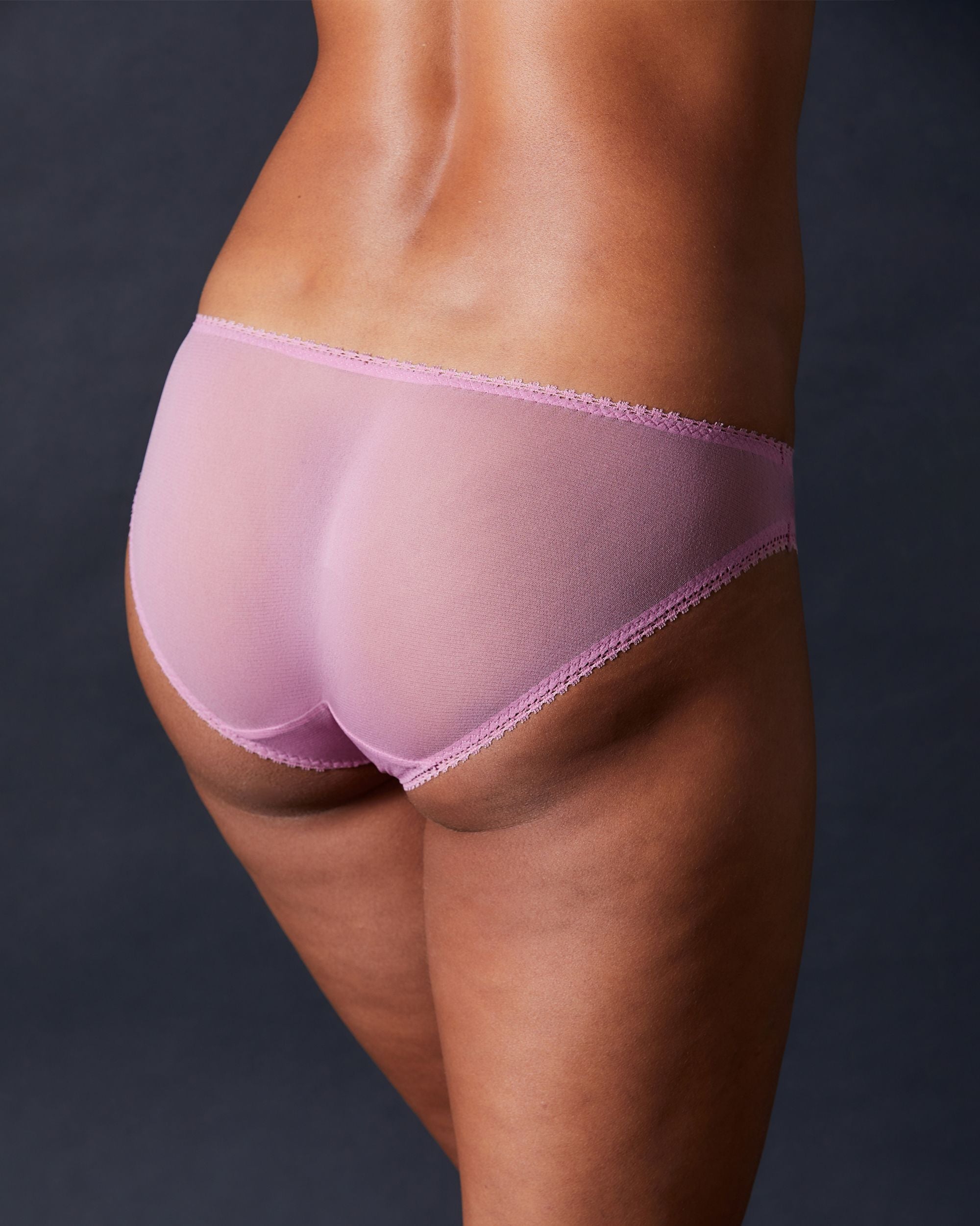 OnGossamer Solid Mesh Hip Bikini in pink