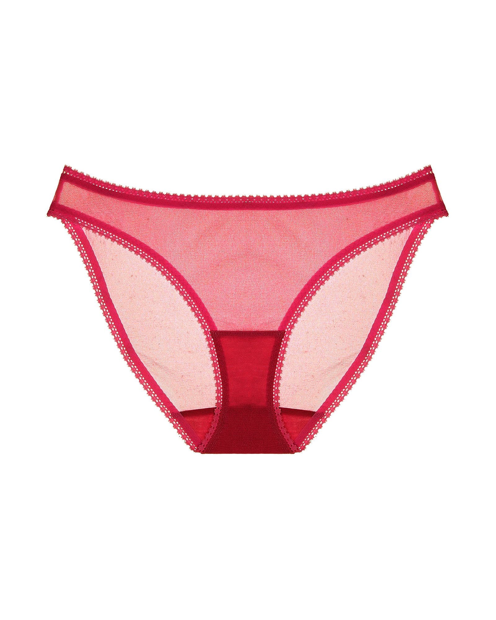 OnGossamer Solid Mesh Hip Bikini in red