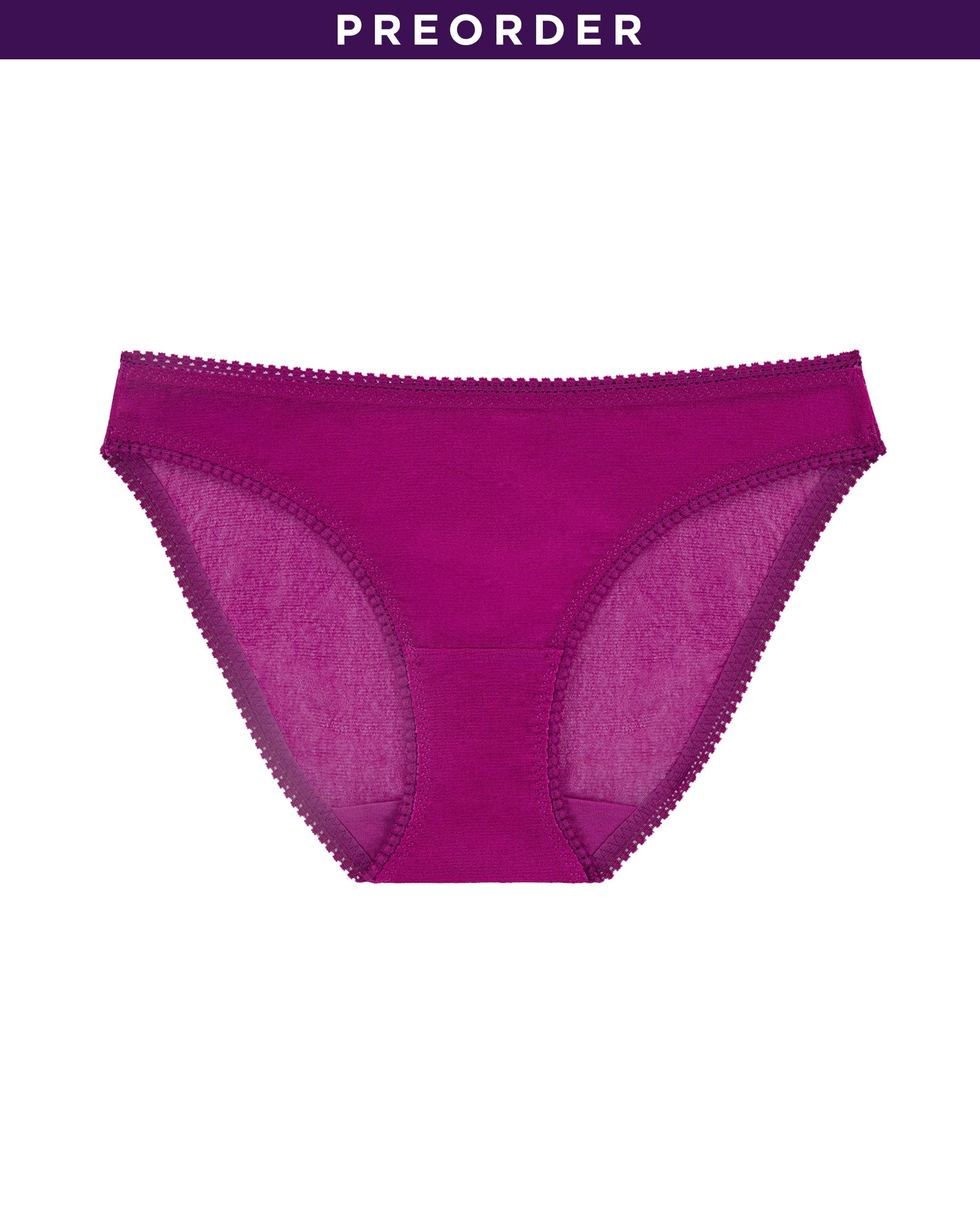 OnGossamer Solid Mesh Hip Bikini in purple