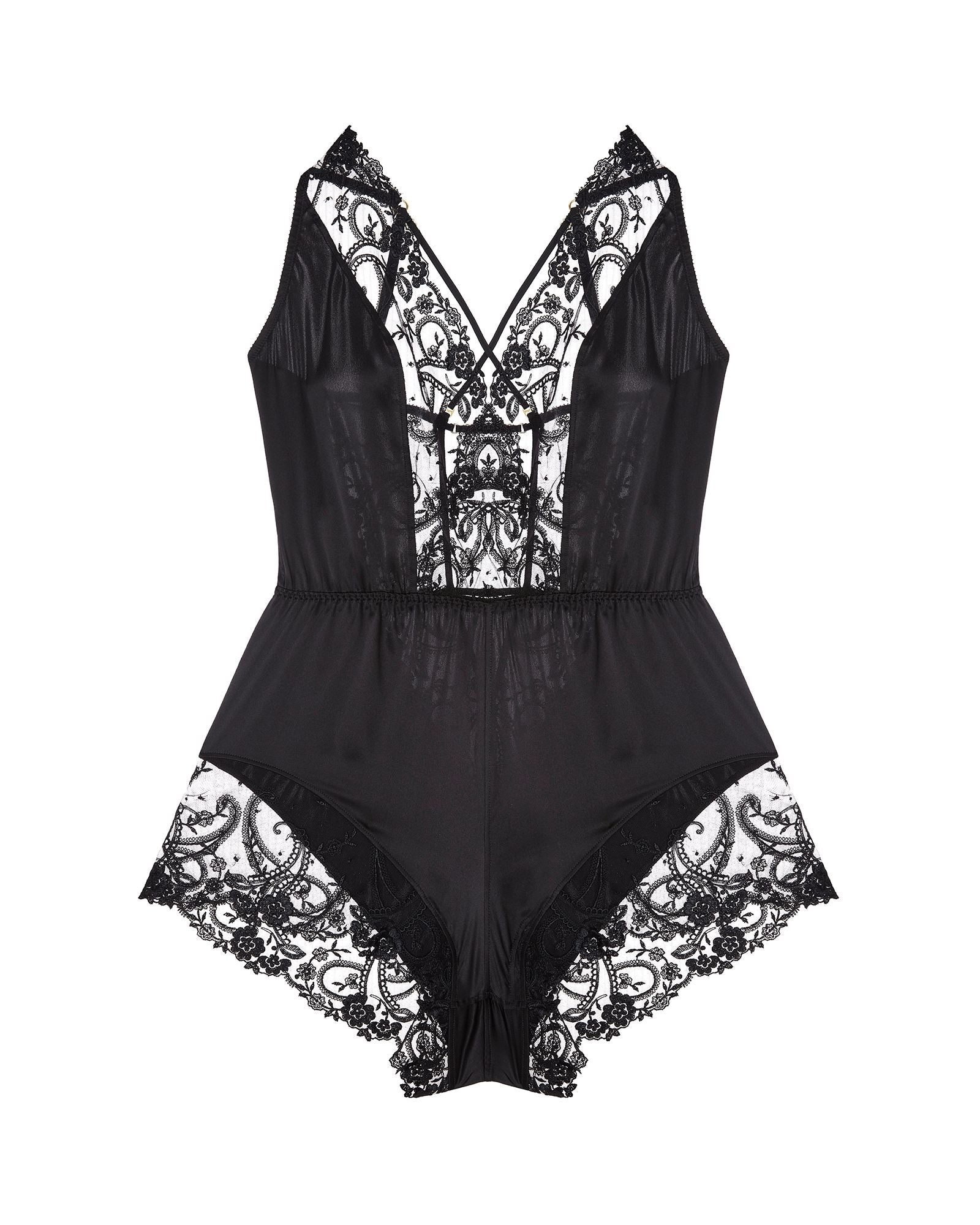 Cosabella Sanika Silk Romper in black
