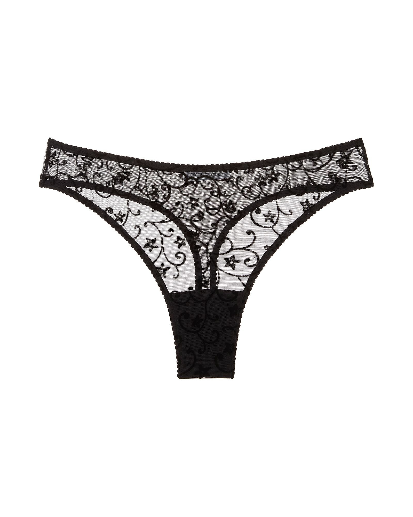 Cosabella Annabelle Flocked Thong in black