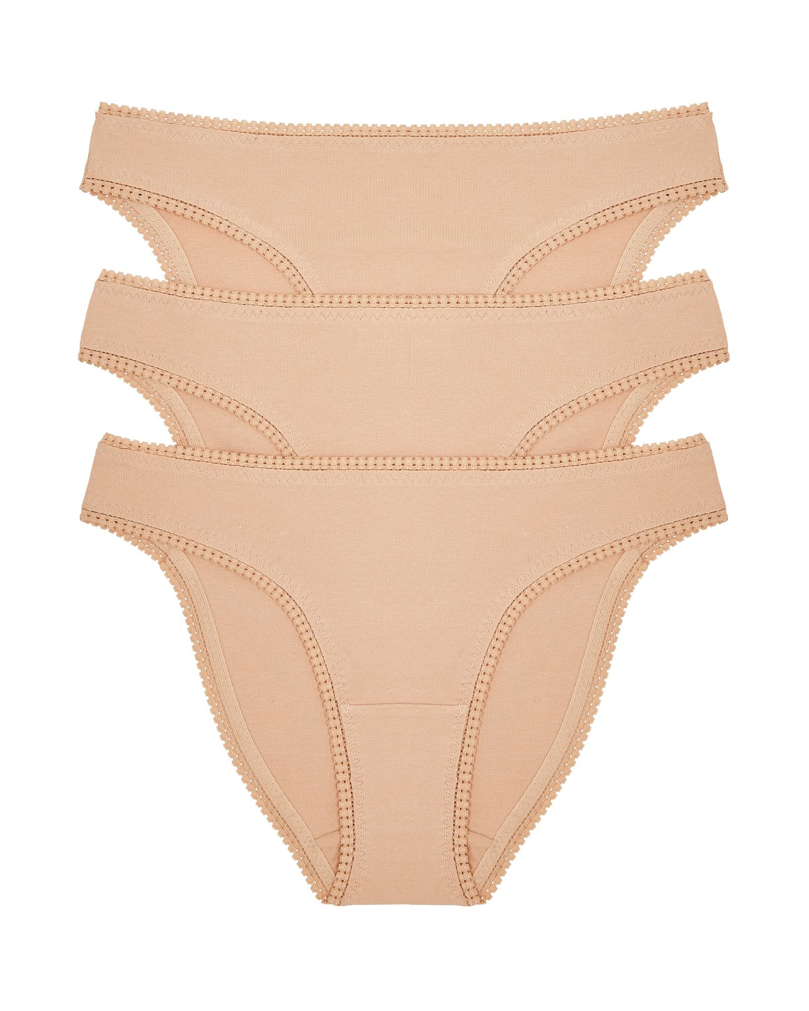 OnGossamer Cabana Cotton Hip Bikini 3 Pack in beige
