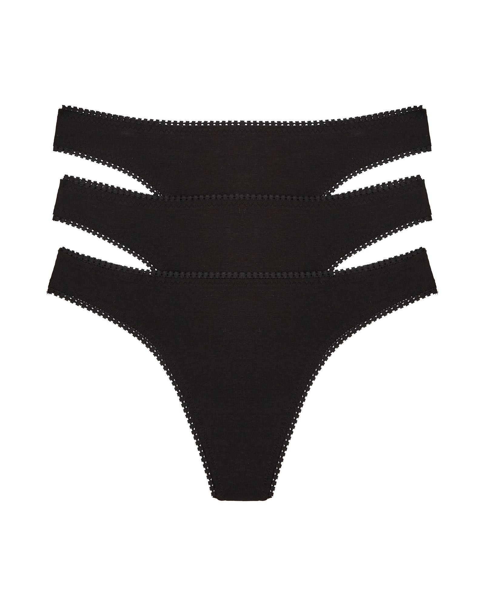 OnGossamer Cabana Cotton Hip G Thong 3 Pack in black
