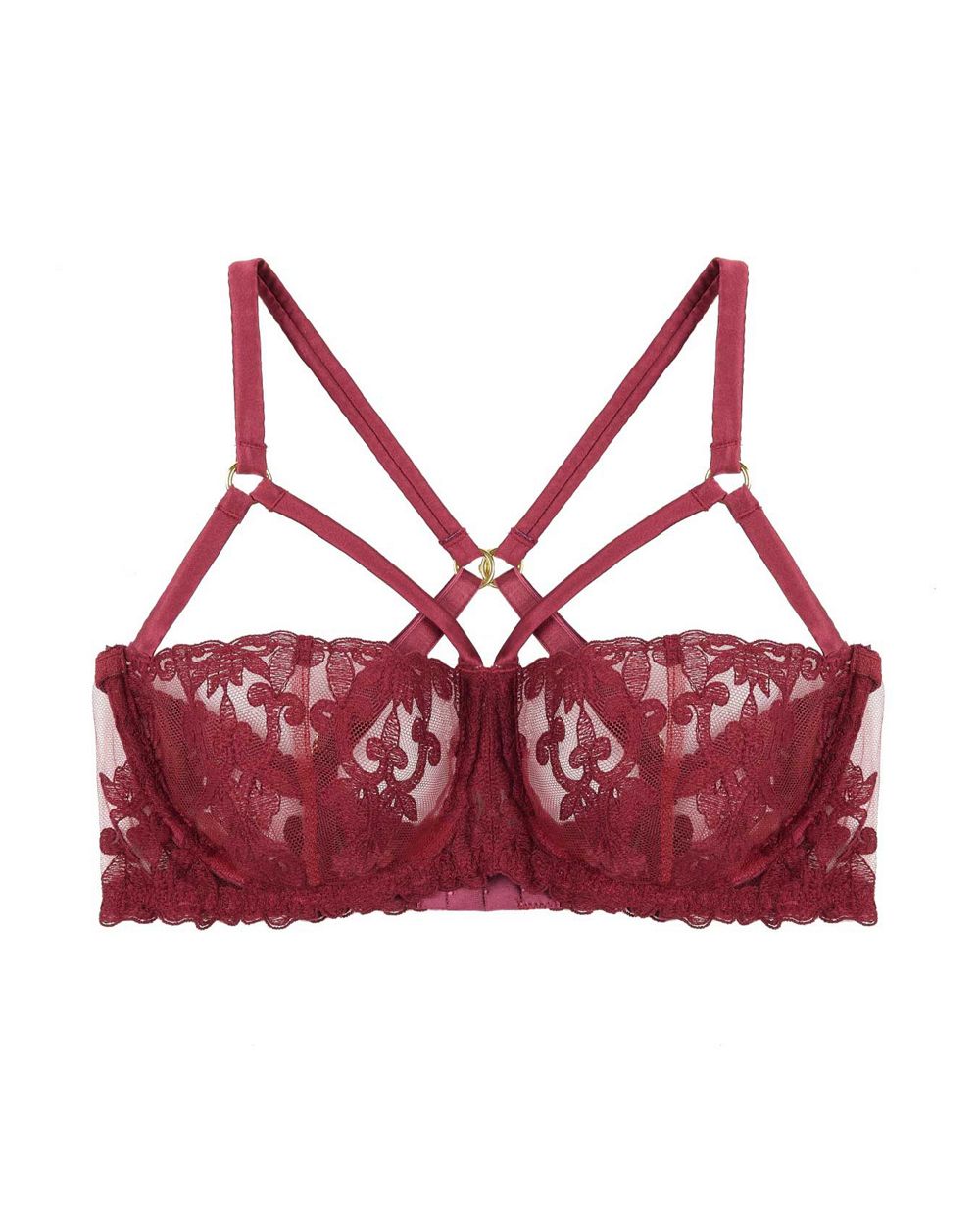 Fleur of England Gisele Strap Balcony Bra in red